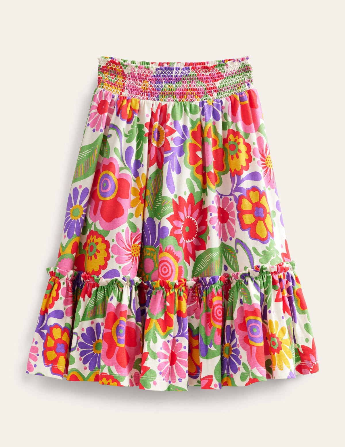 Printed Jersey Midi Skirt-Multi Festival Floral - Image 1