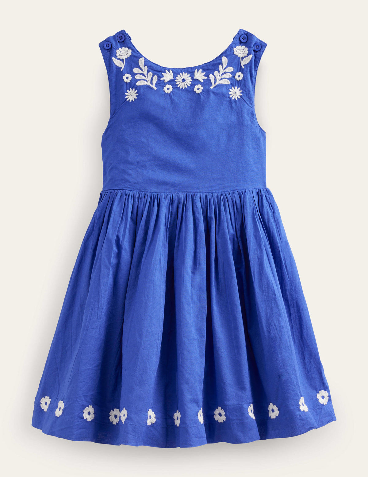 Embroidered Cross-Back Dress-Bluing Blue-1