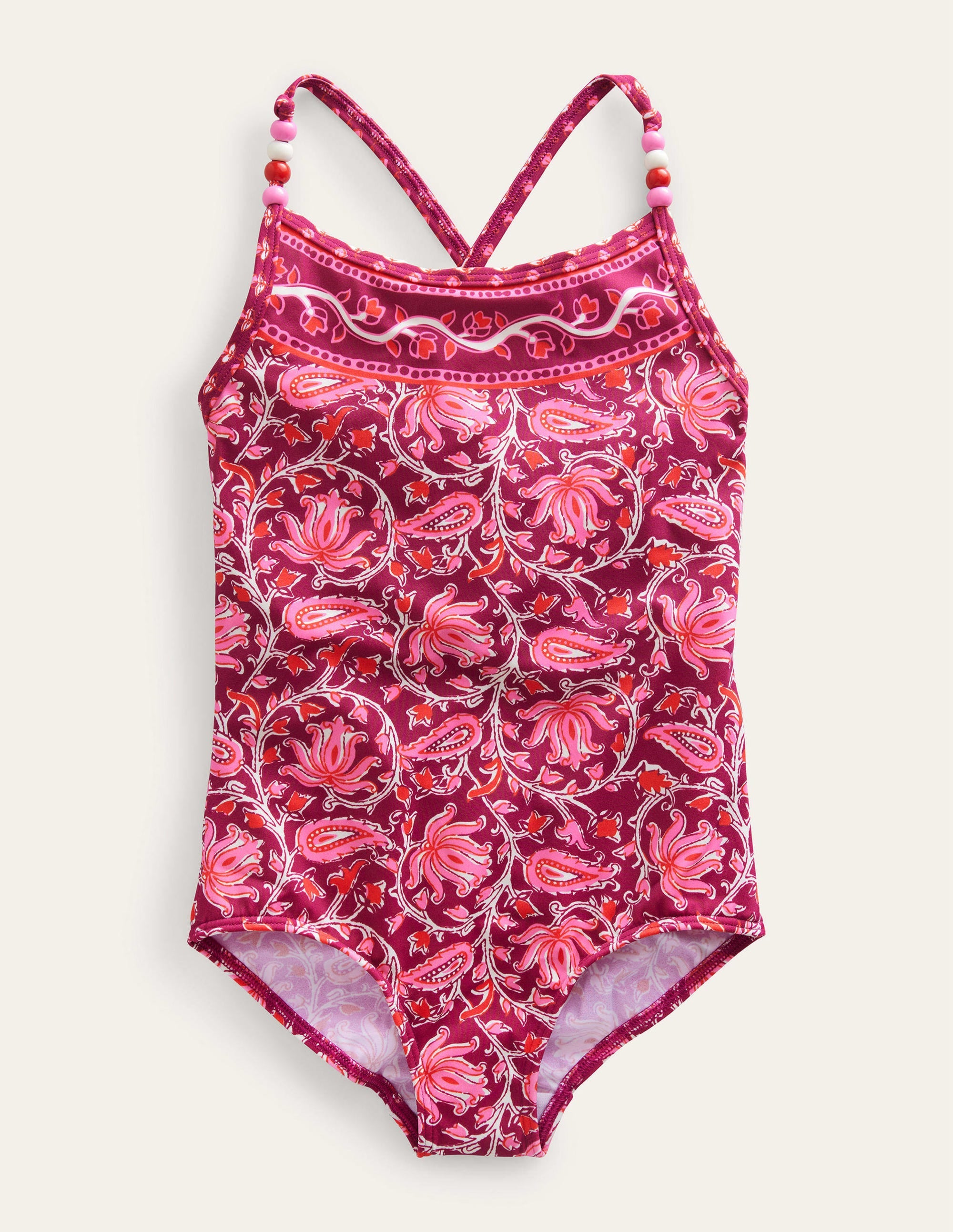 Beaded Swimsuit-Raspberry Radiance Paisley - Image 1