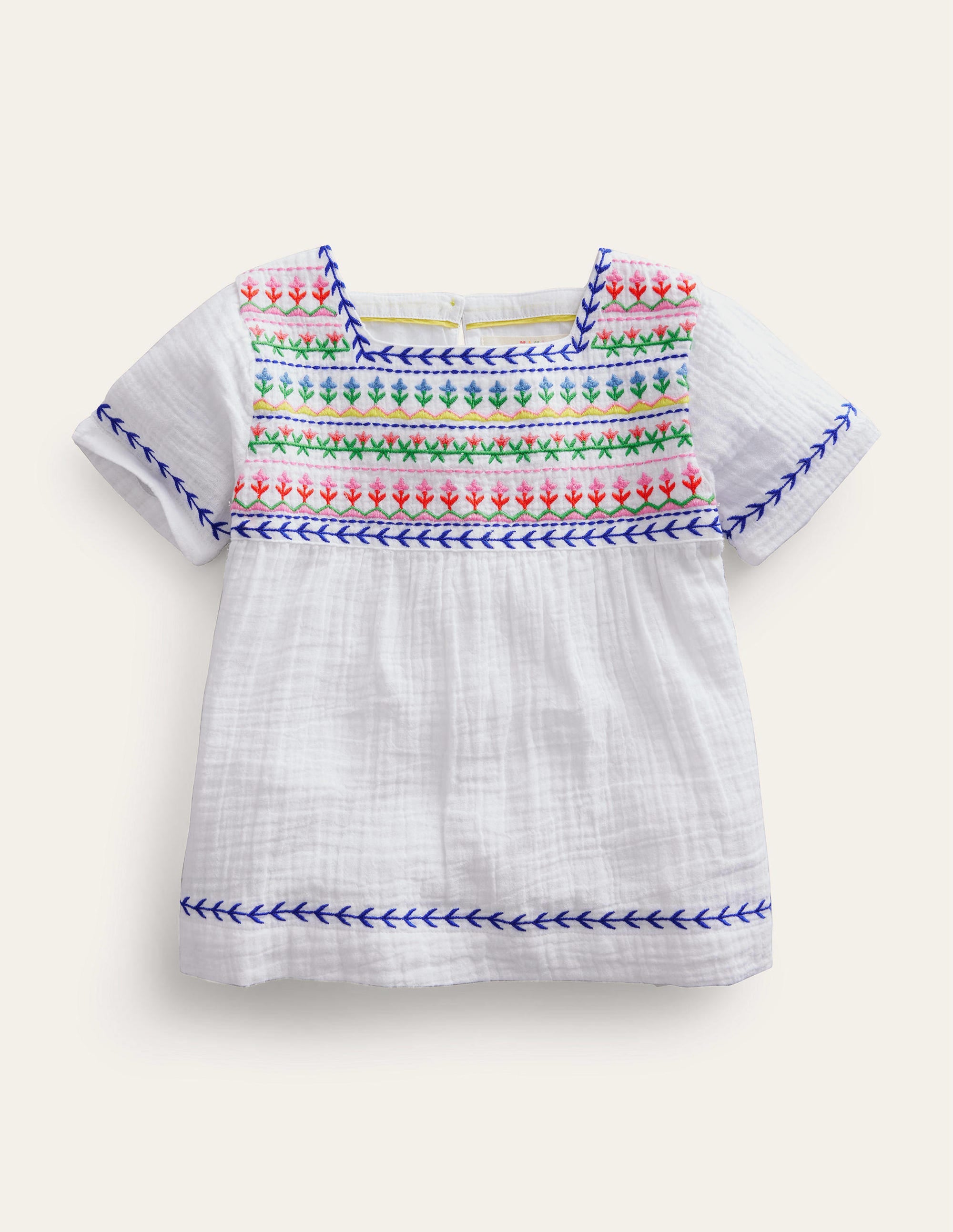 Embroidered Trim Top-White - Image 1