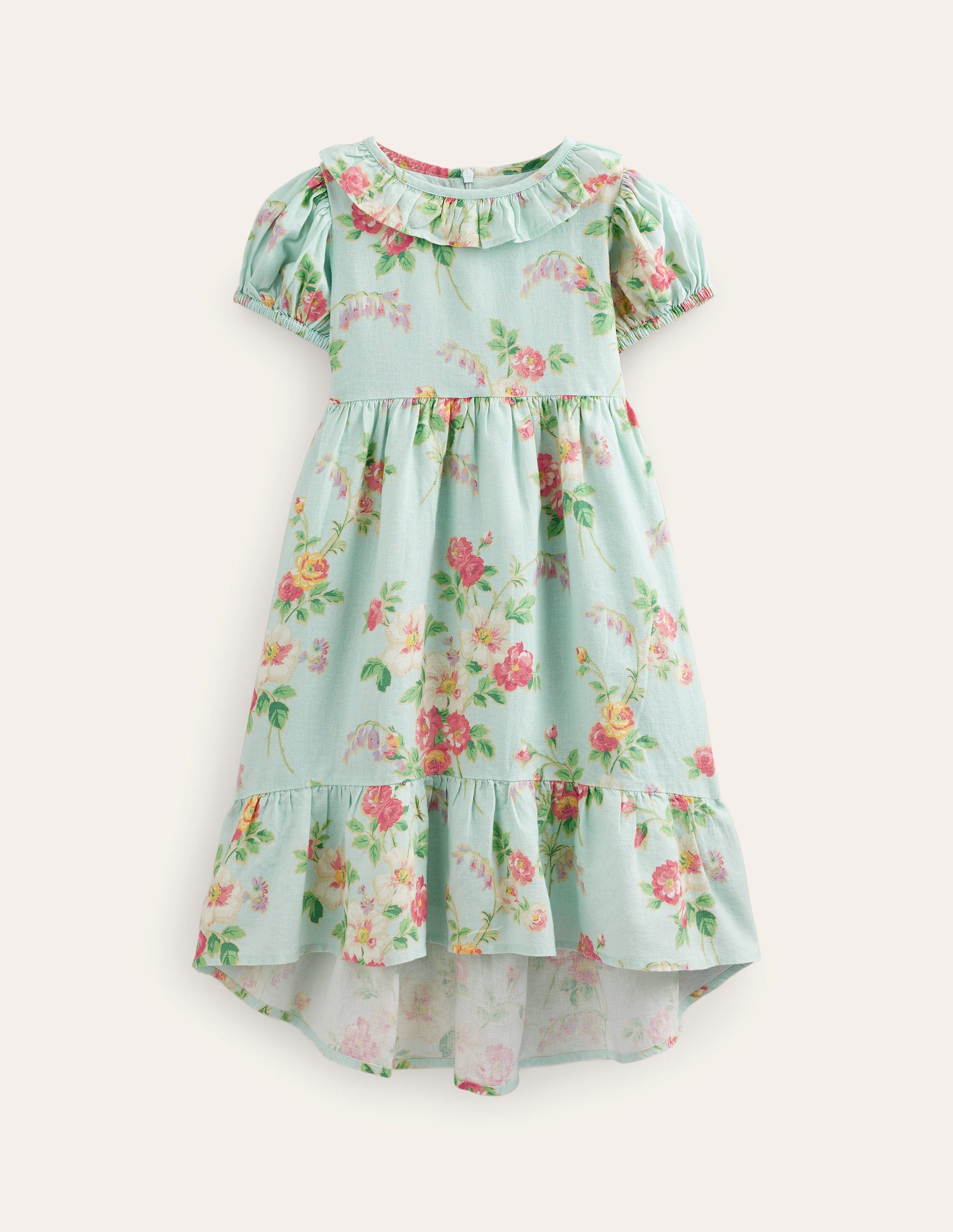Dip Hem Ruffle Dress-Multi Vintage Floral-1