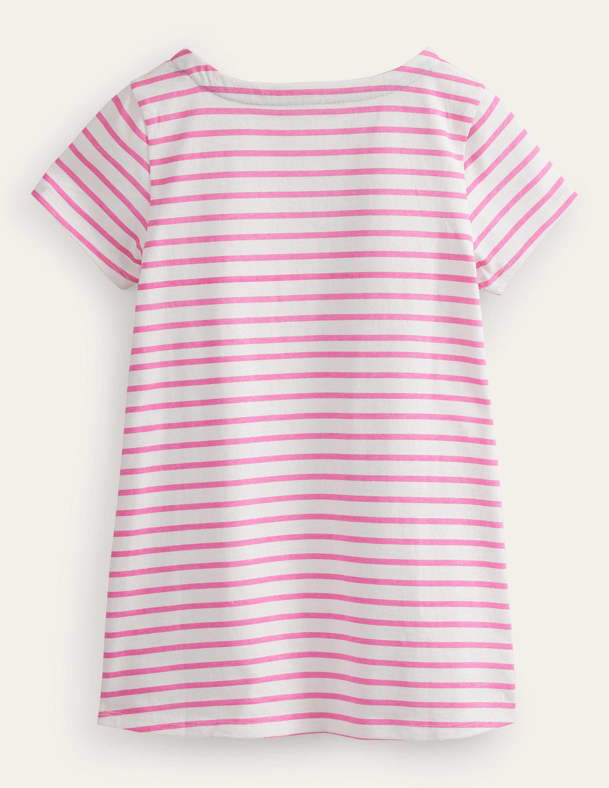 Short Sleeve Appliqué Tunic-Ivory/Bright Petal Pink - Image 2
