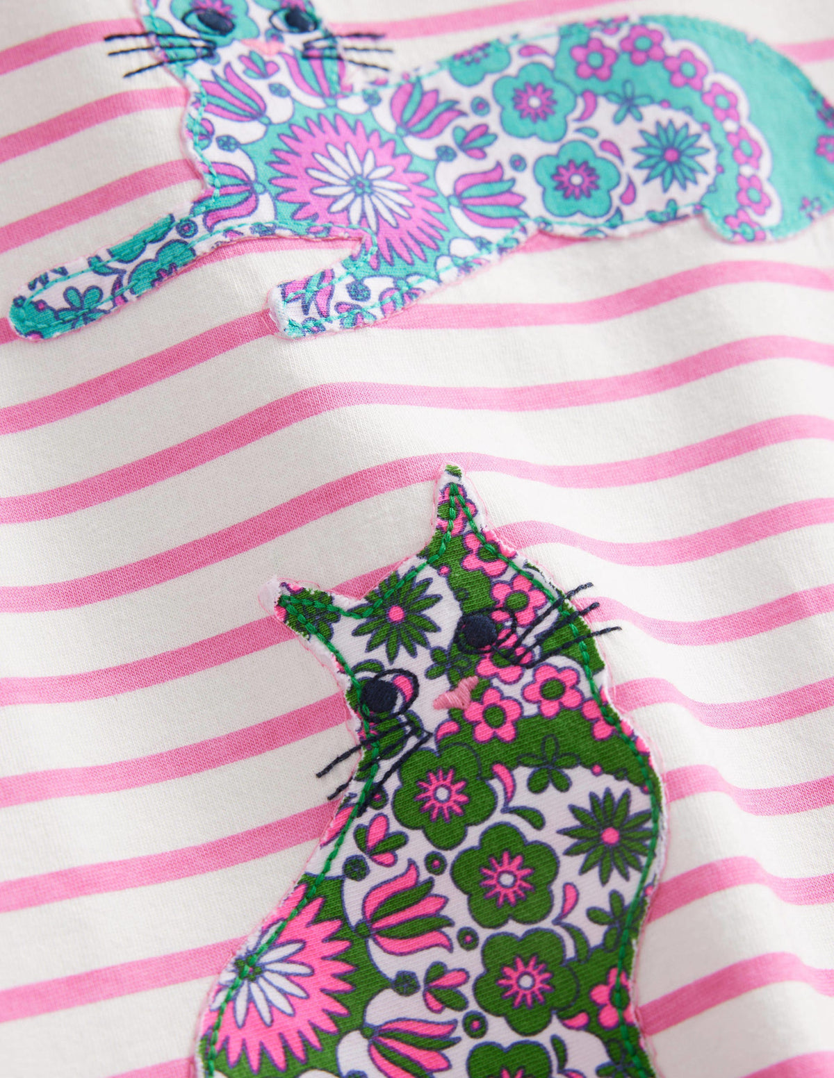 Short Sleeve Appliqué Tunic-Ivory/Bright Petal Pink - Image 3