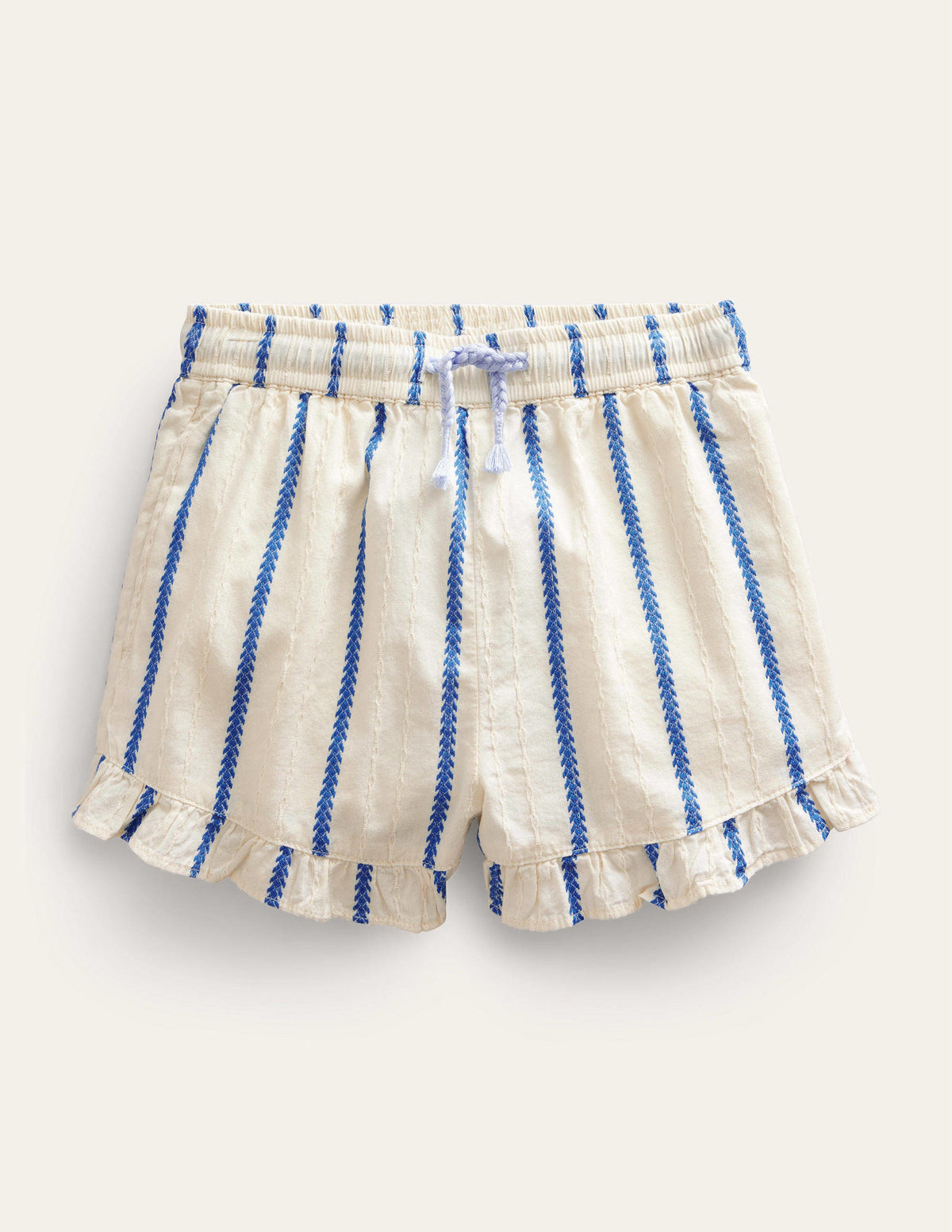 Frill Hem Woven Shorts-Ivory-1