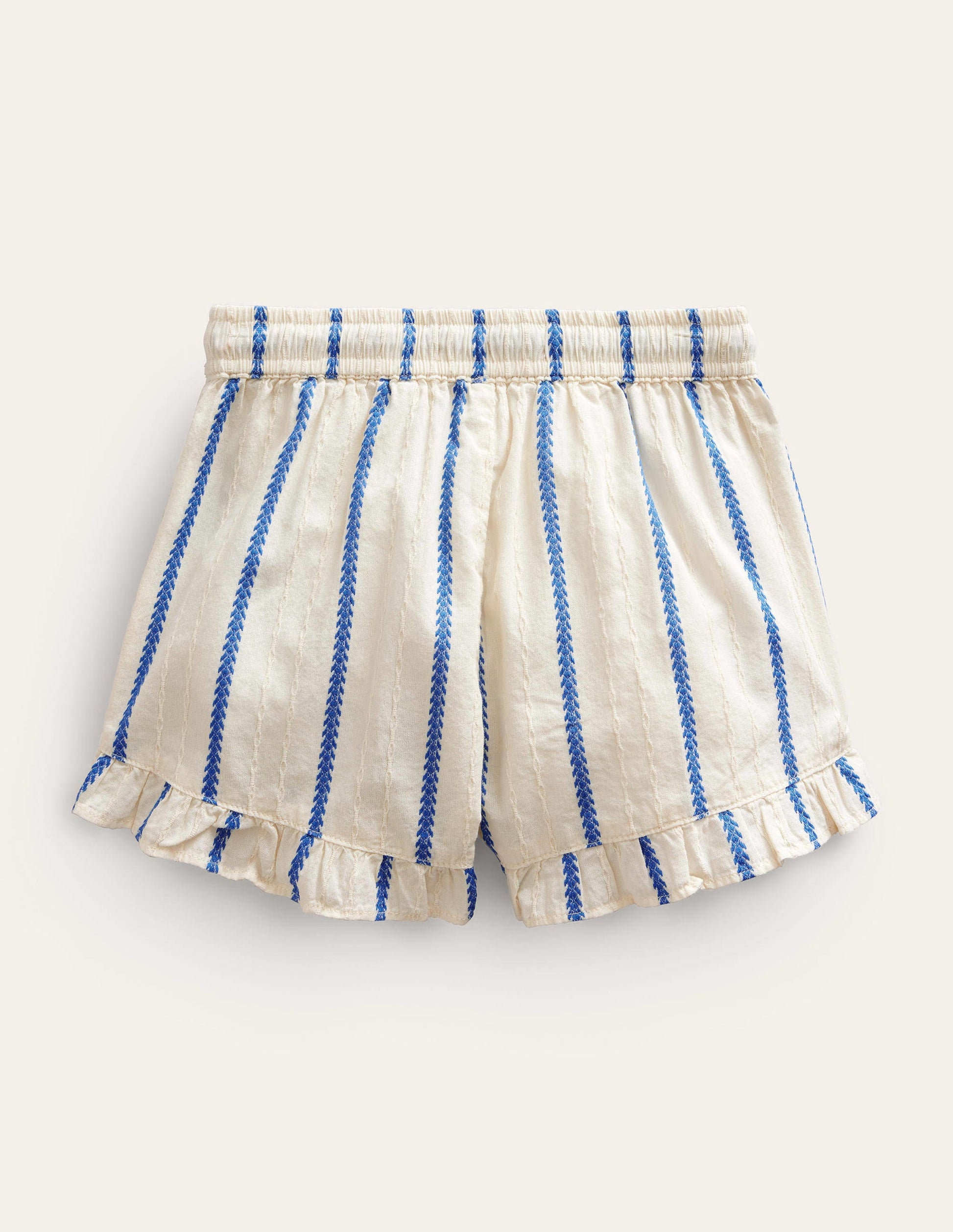 Frill Hem Woven Shorts-Ivory-2