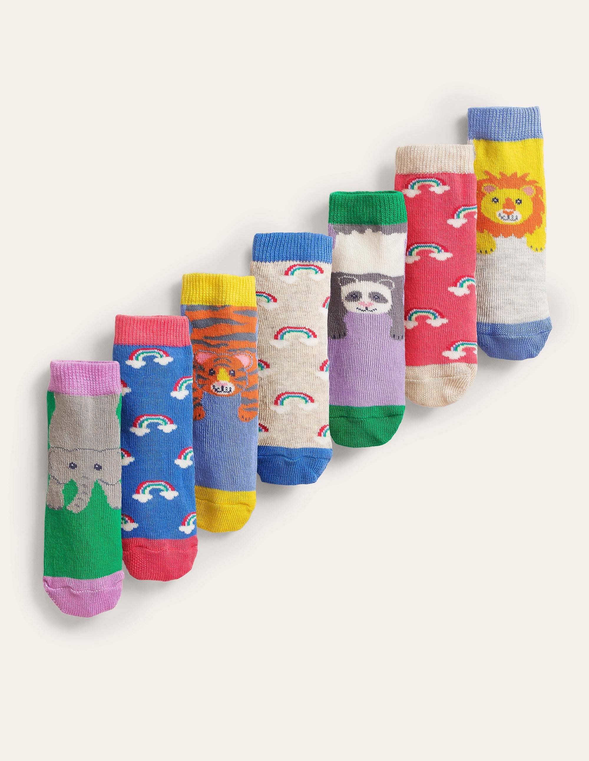 Sock Box 7 Pack-Multi Jungle Animals - Image 1