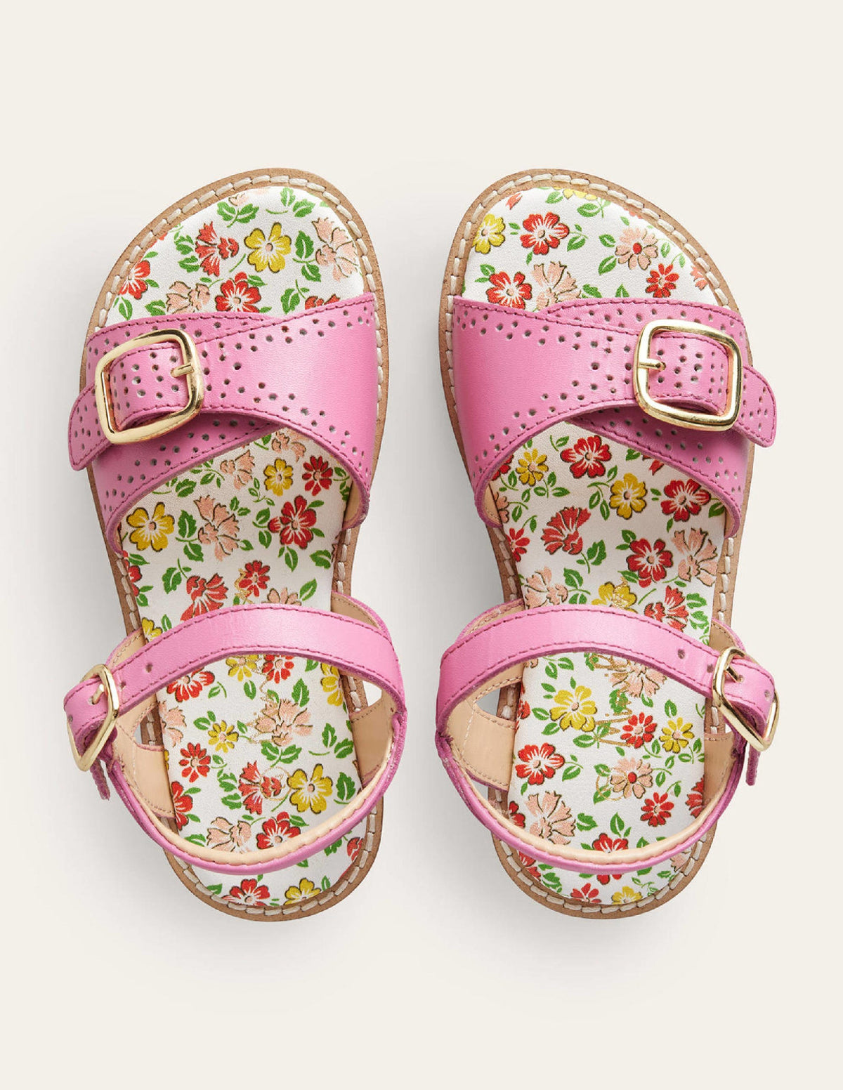 Leather Buckle Sandals-Pink - Image 4