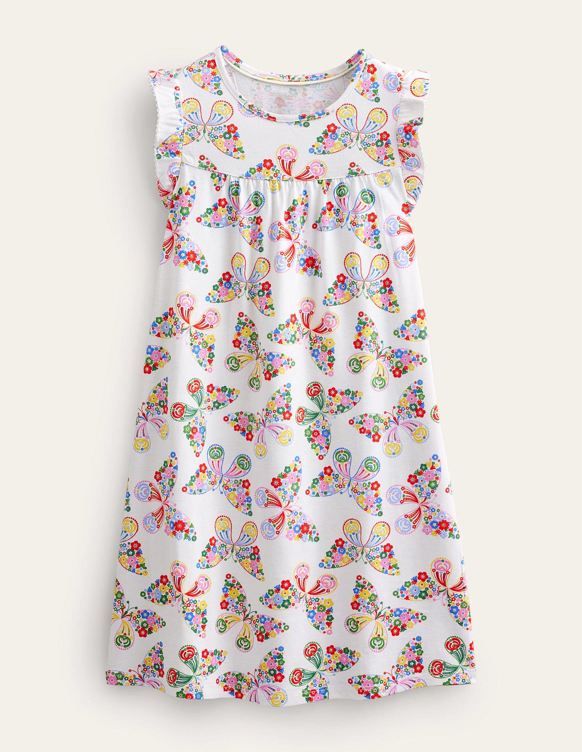 Printed Nightgown-Ivory Butterflies-1