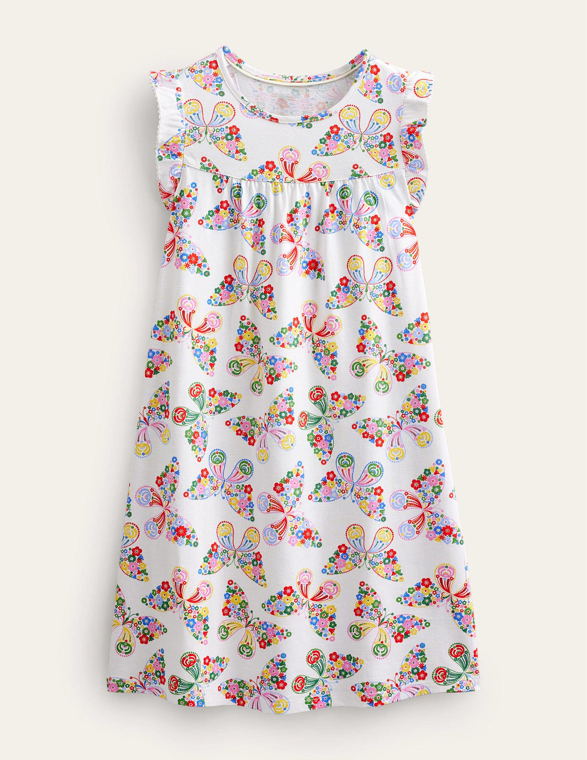 Printed Nightgown-Ivory Butterflies - Image 1