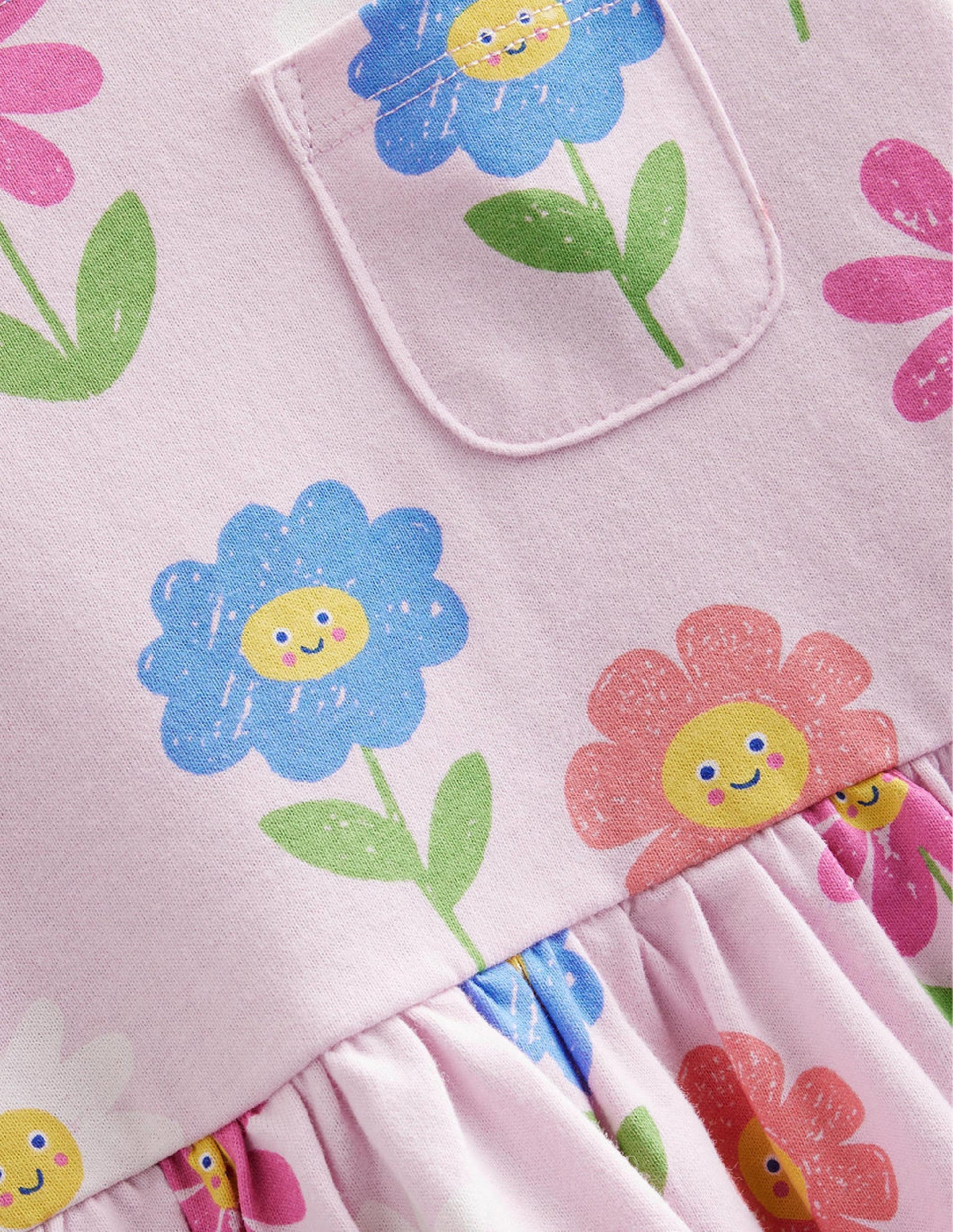 Long Sleeve Fun Jersey Dress-Winsome Pink Flowers-3