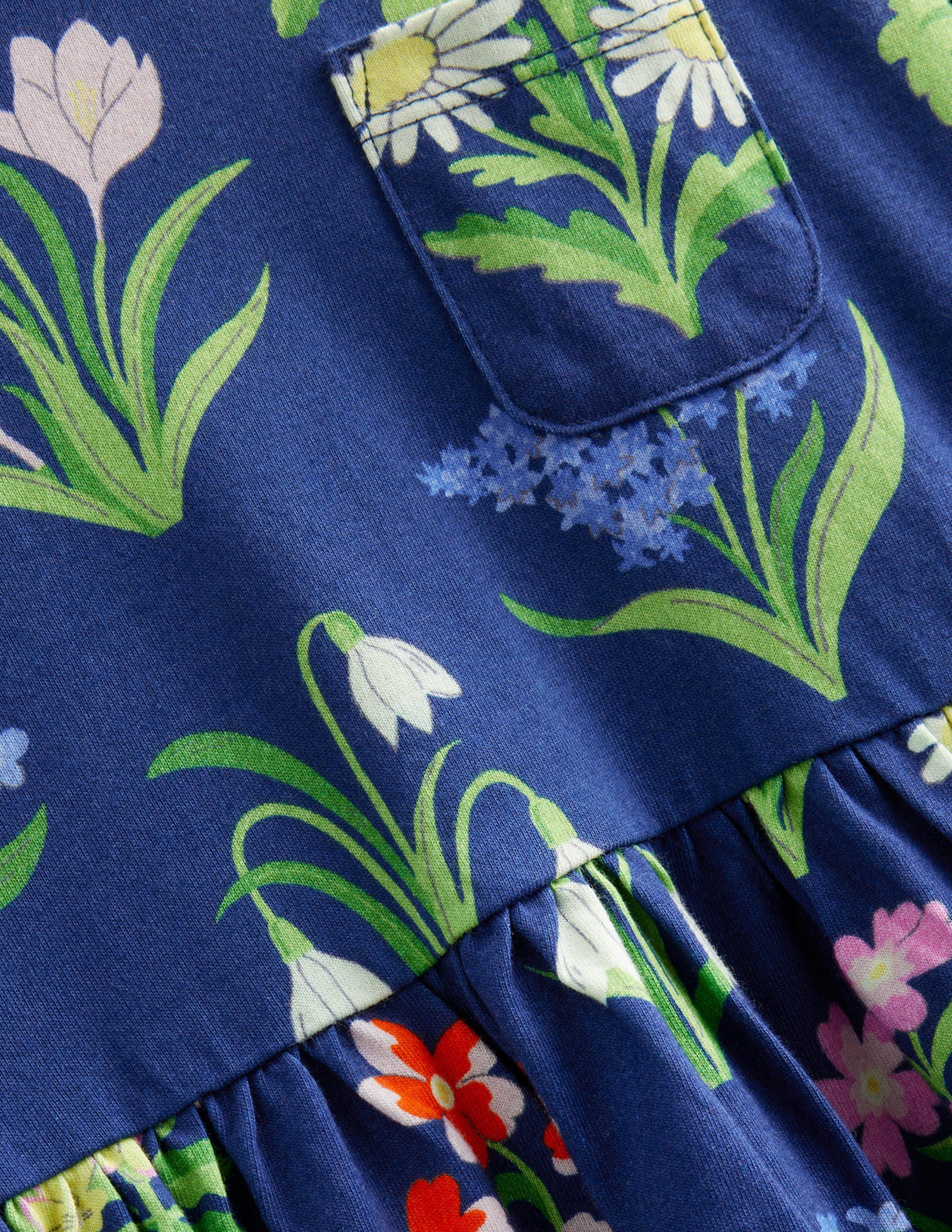 Long Sleeve Fun Jersey Dress-College Navy Wild Flowers - Image 3