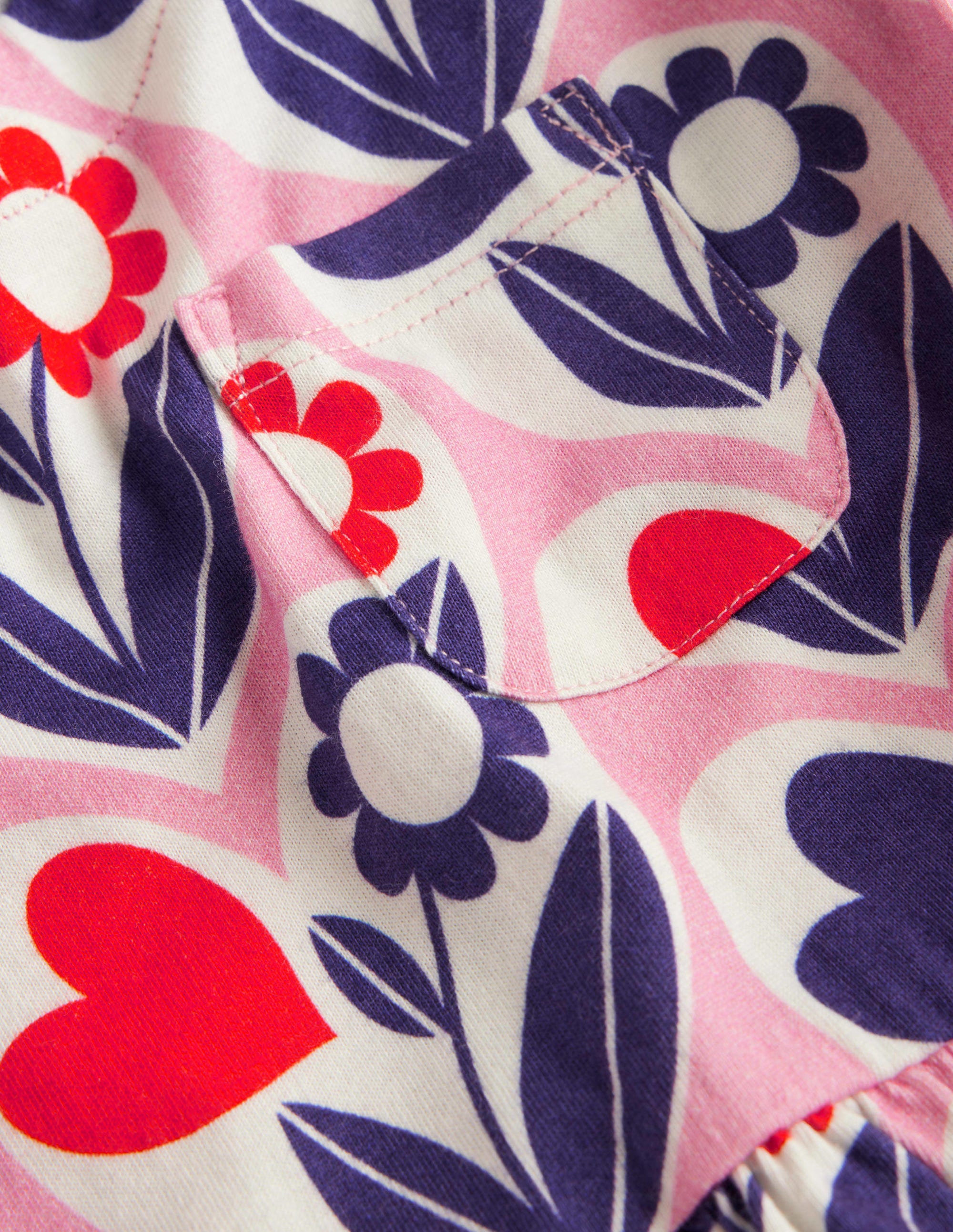 Long Sleeve Fun Jersey Dress-Pink Lemonade Flower Hearts - Image 3