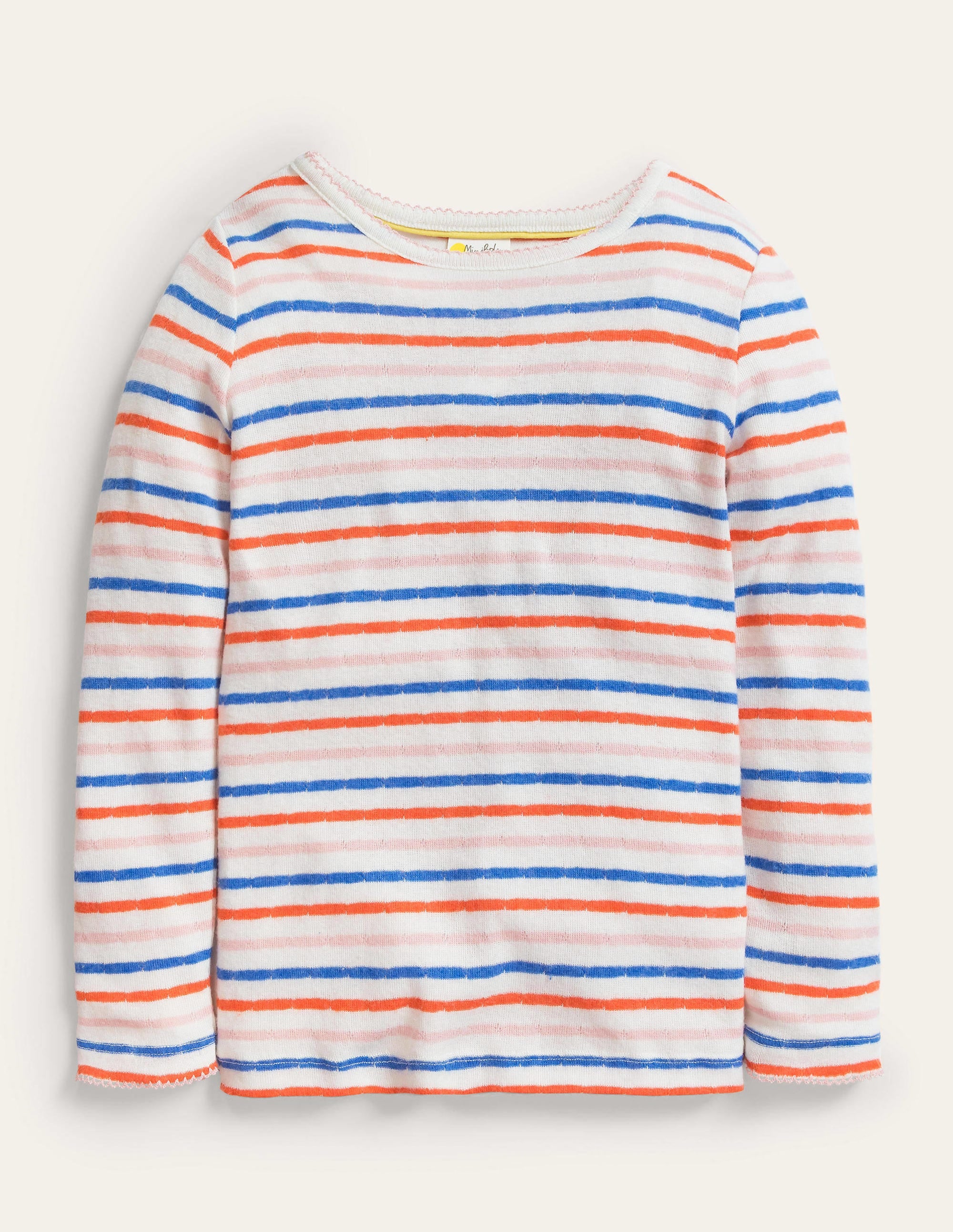 Supersoft Pointelle T-shirt-Mandarin Red/Provence Blue - Image 1