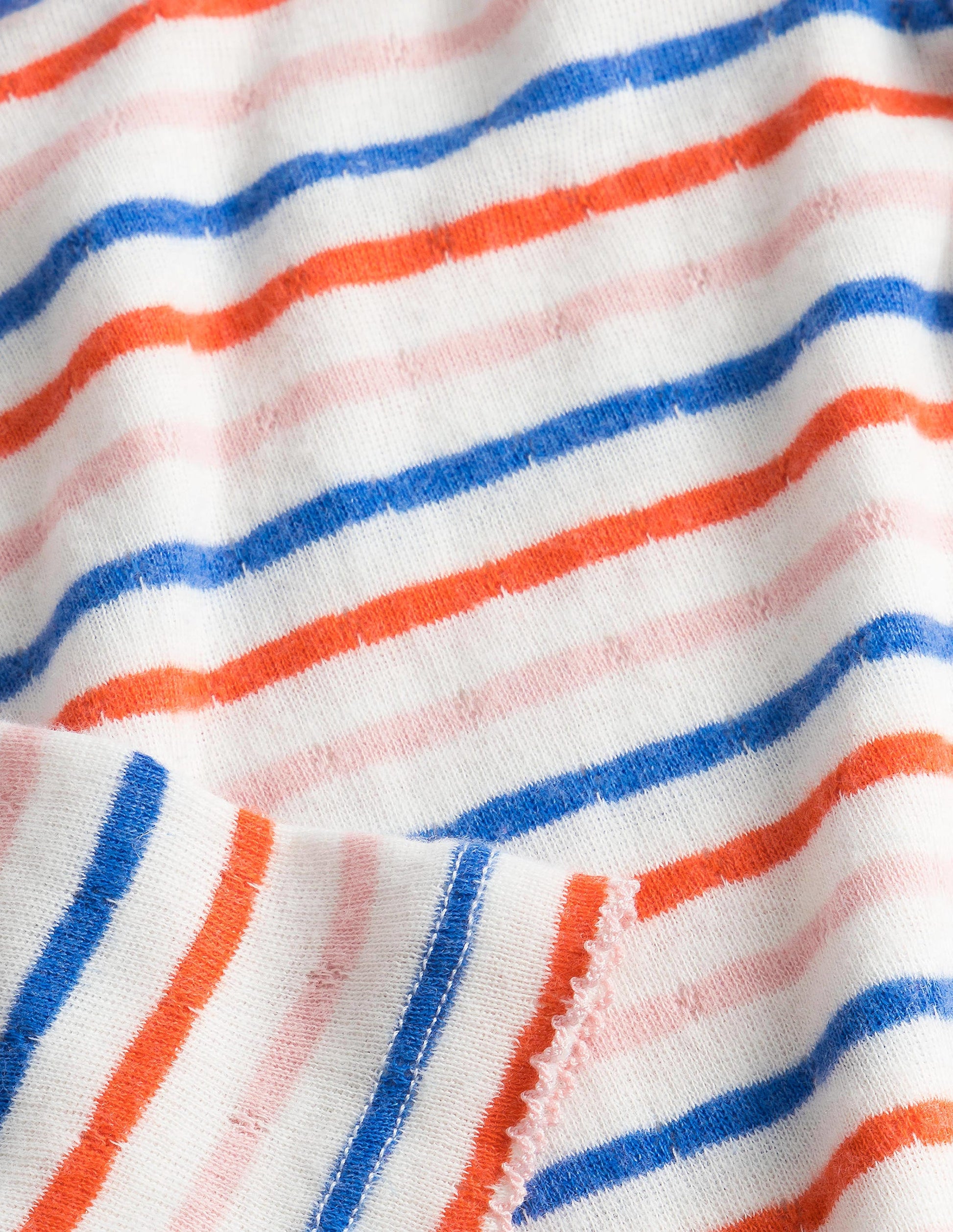 Supersoft Pointelle T-shirt-Mandarin Red/Provence Blue-3