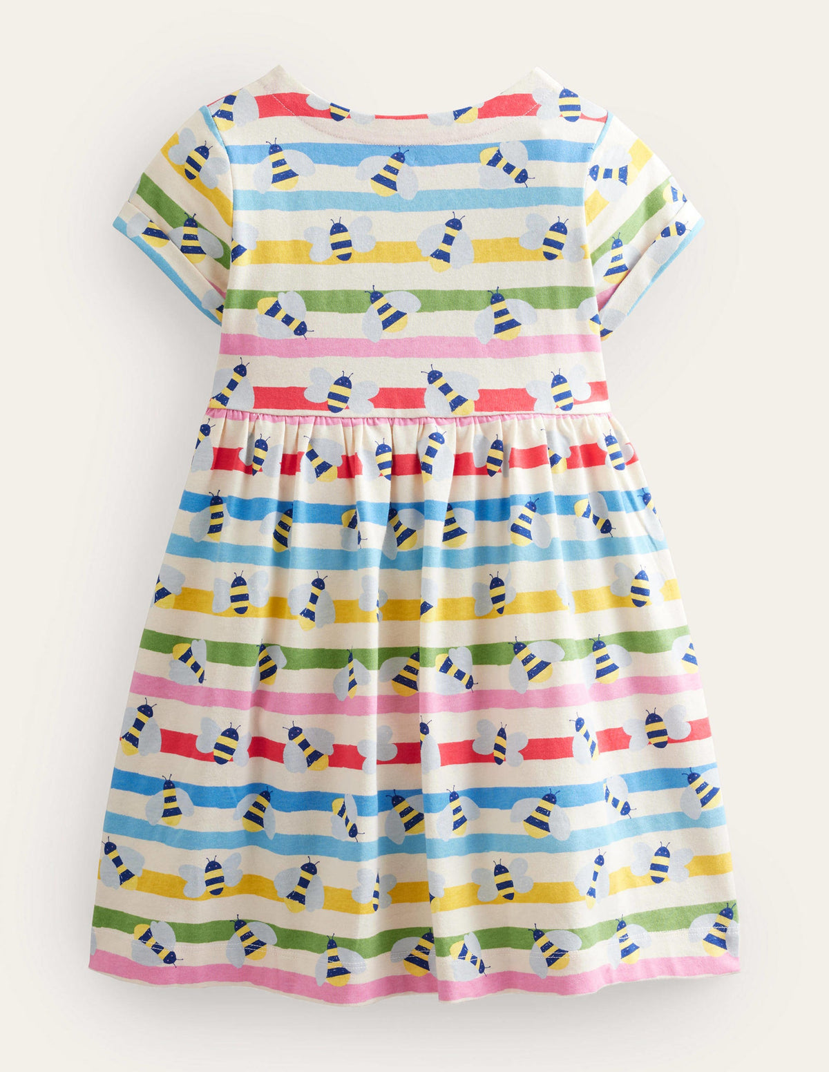 Short Sleeve Fun Jersey Dress-Multi Stripe Bee - Image 2
