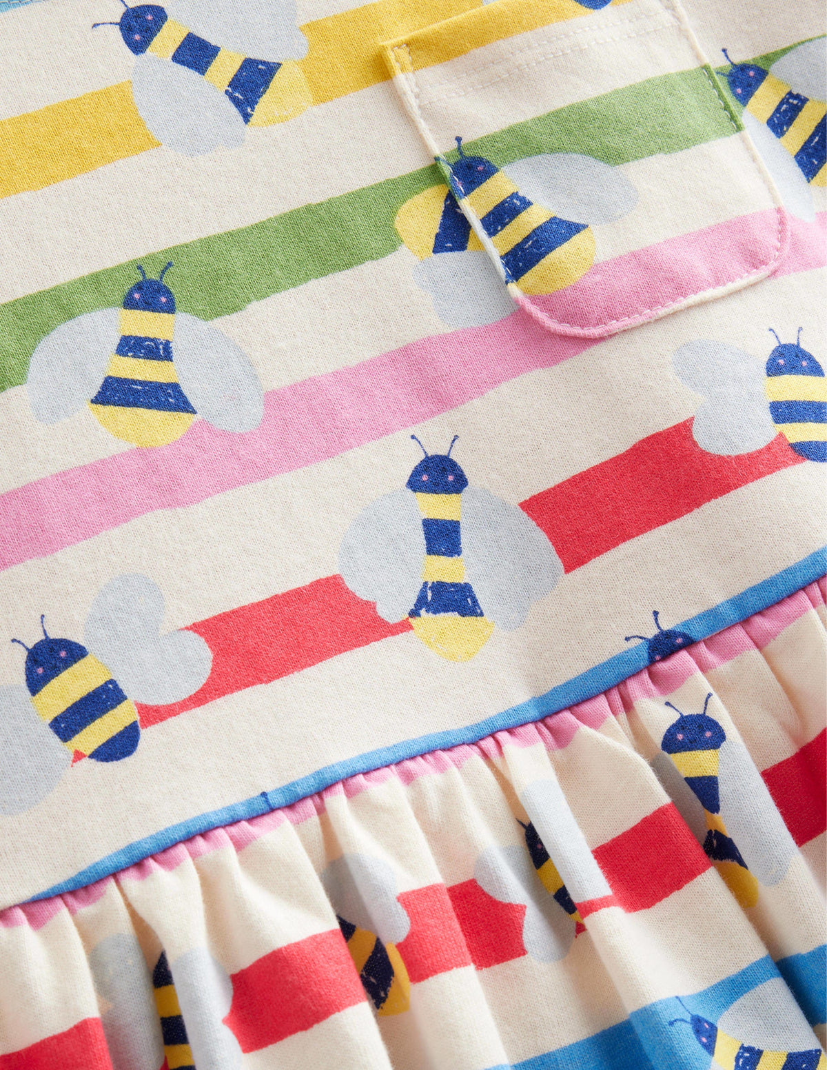 Short Sleeve Fun Jersey Dress-Multi Stripe Bee-3
