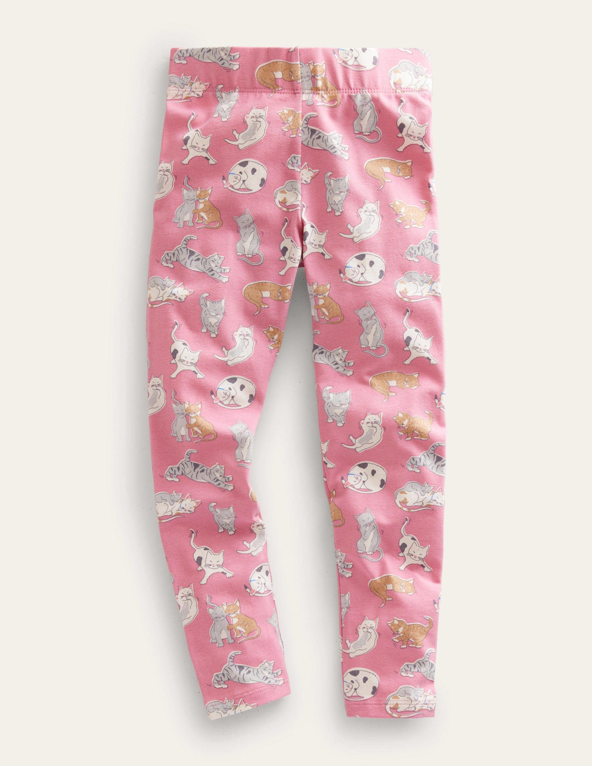 Fun Leggings-Bright Petal Pink Cats-1
