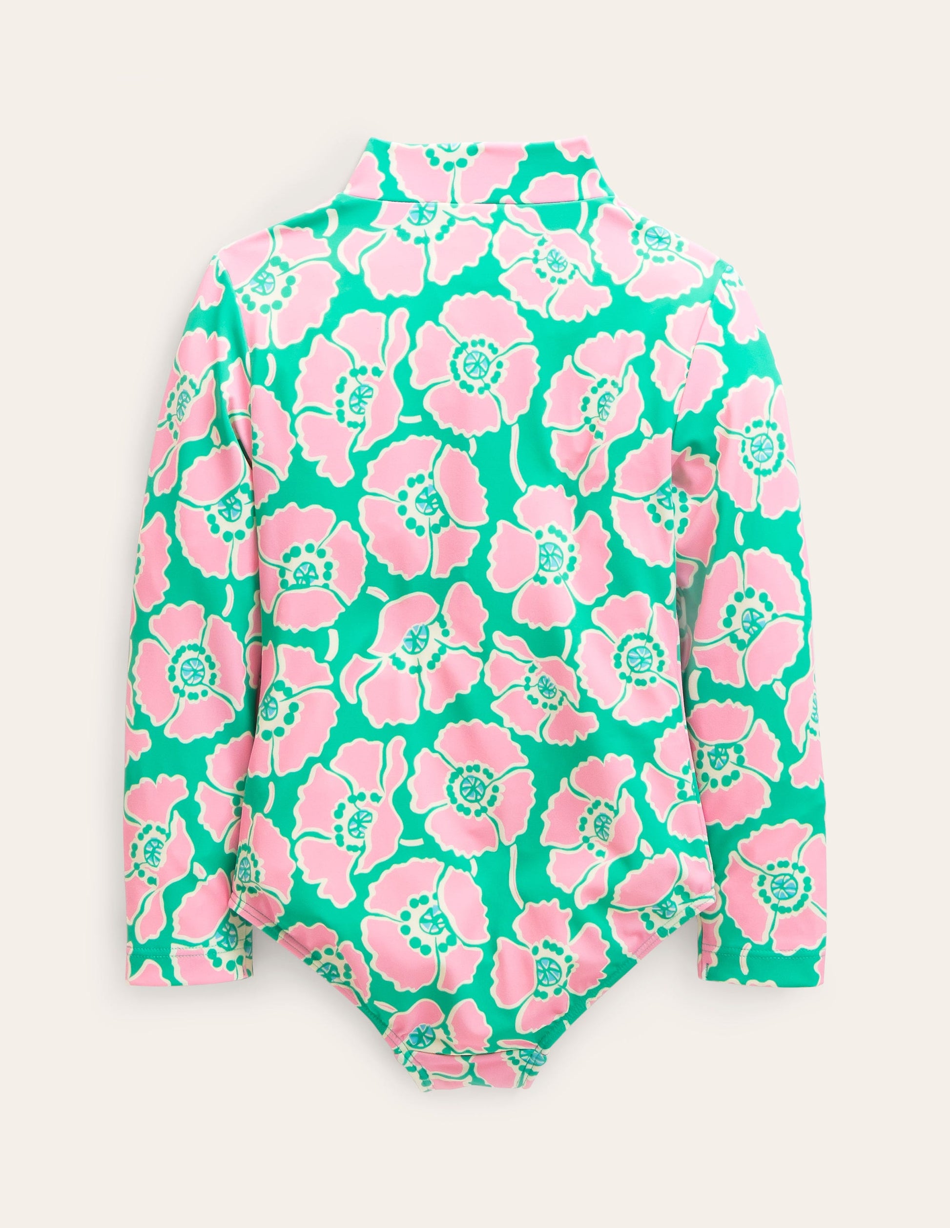 Long-sleeved Swimsuit-Lilac/Green Poppies-2