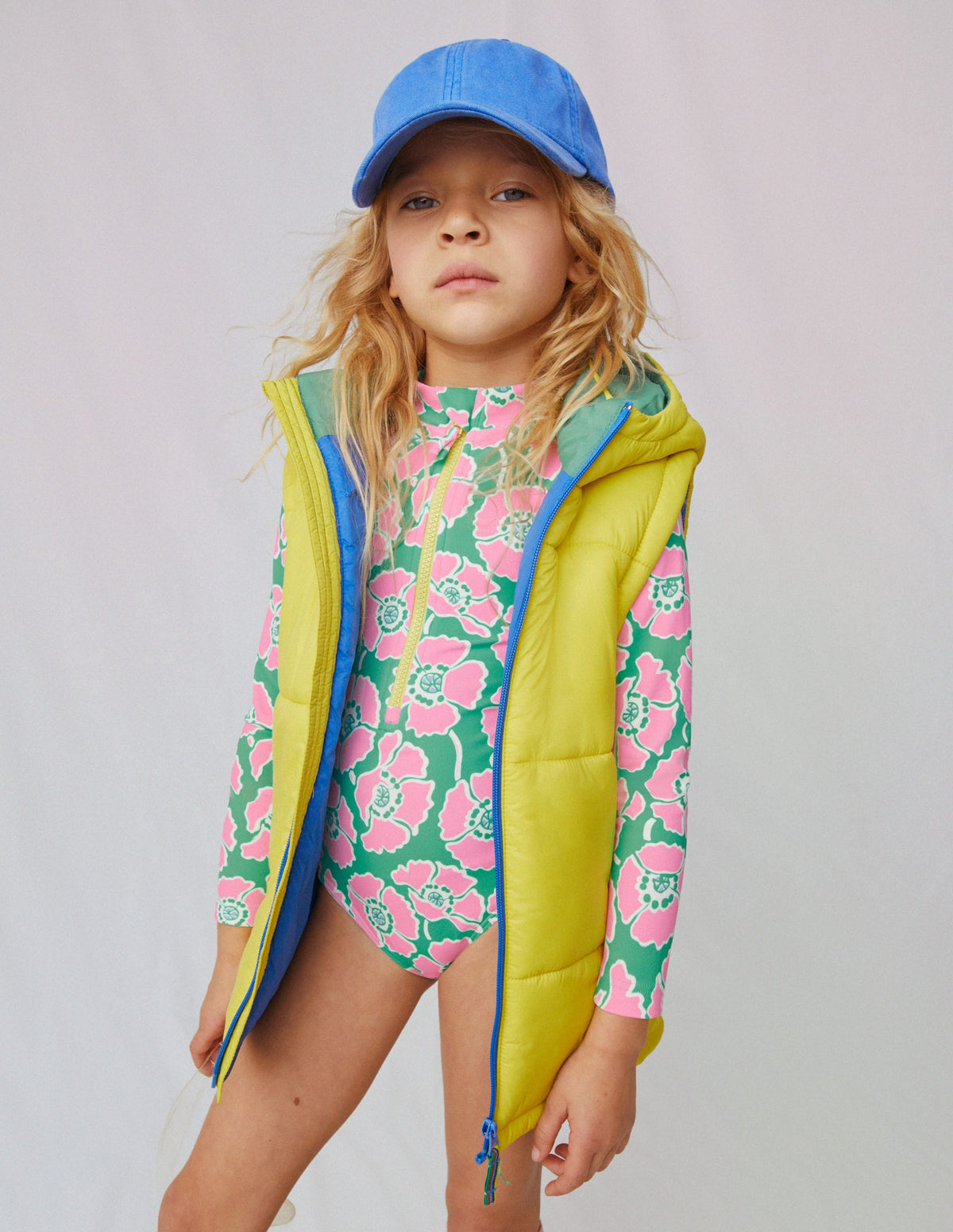 Long-sleeved Swimsuit-Lilac/Green Poppies - Image 4
