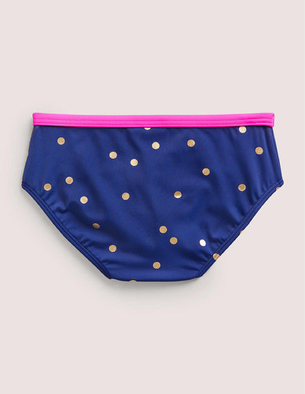 Patterned Bikini Bottoms-Harmony Blue Gold Spot