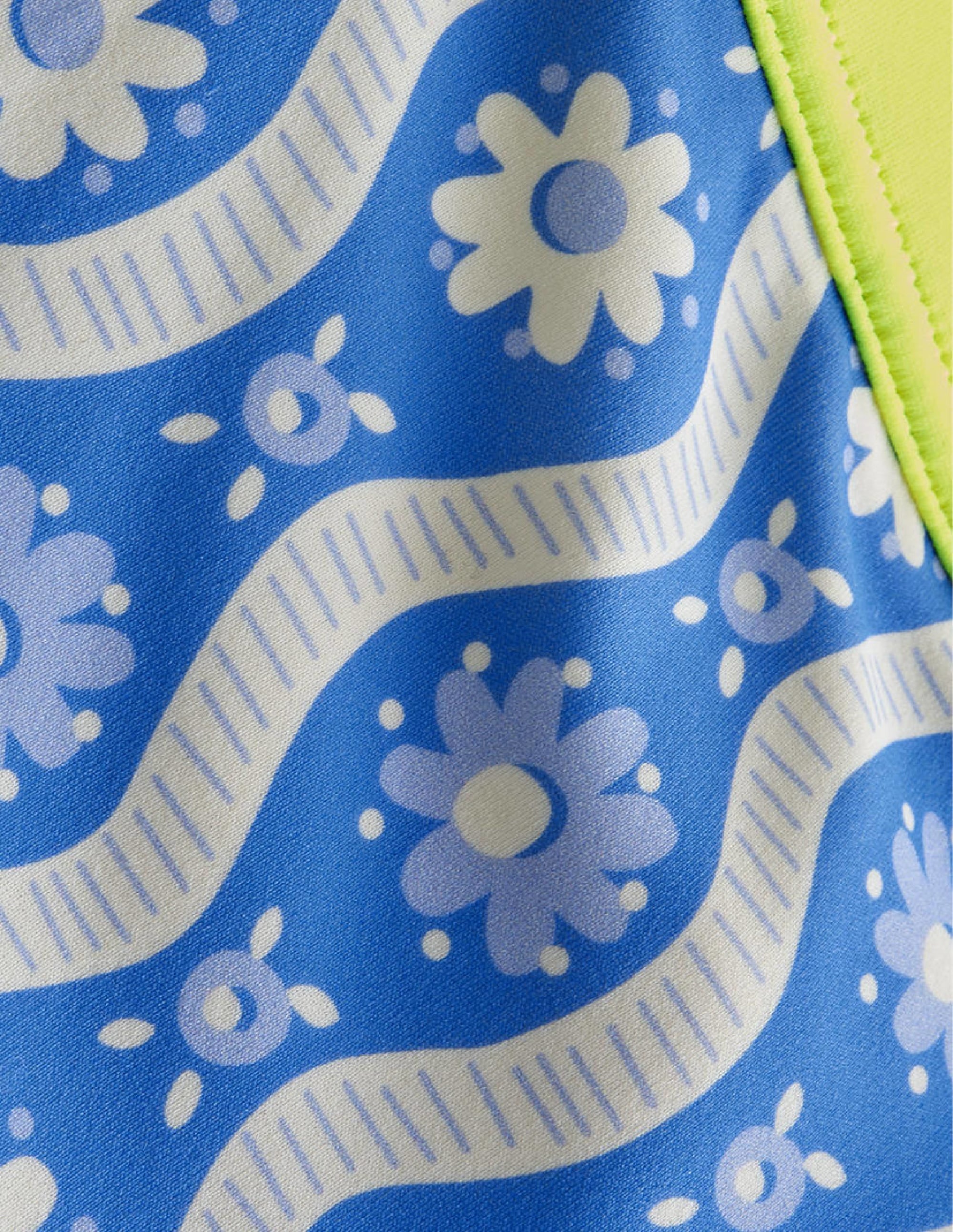 Patterned Swim Shorts-Penzance Blue Daisy Wave - Image 3