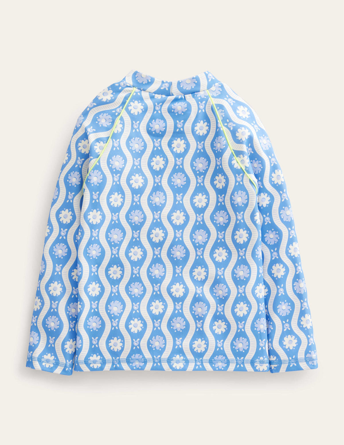 Patterned Rash Guard-Penzance Blue Daisy Wave - Image 2