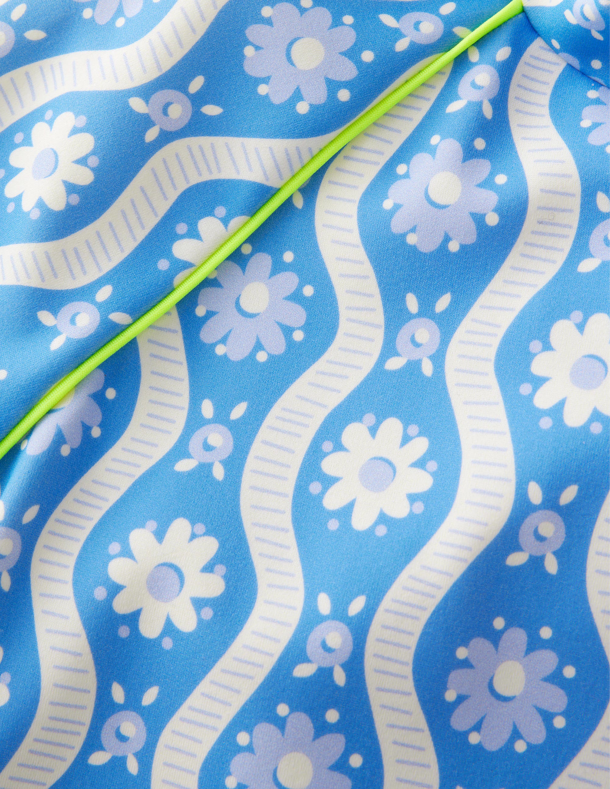 Patterned Rash Guard-Penzance Blue Daisy Wave - Image 3