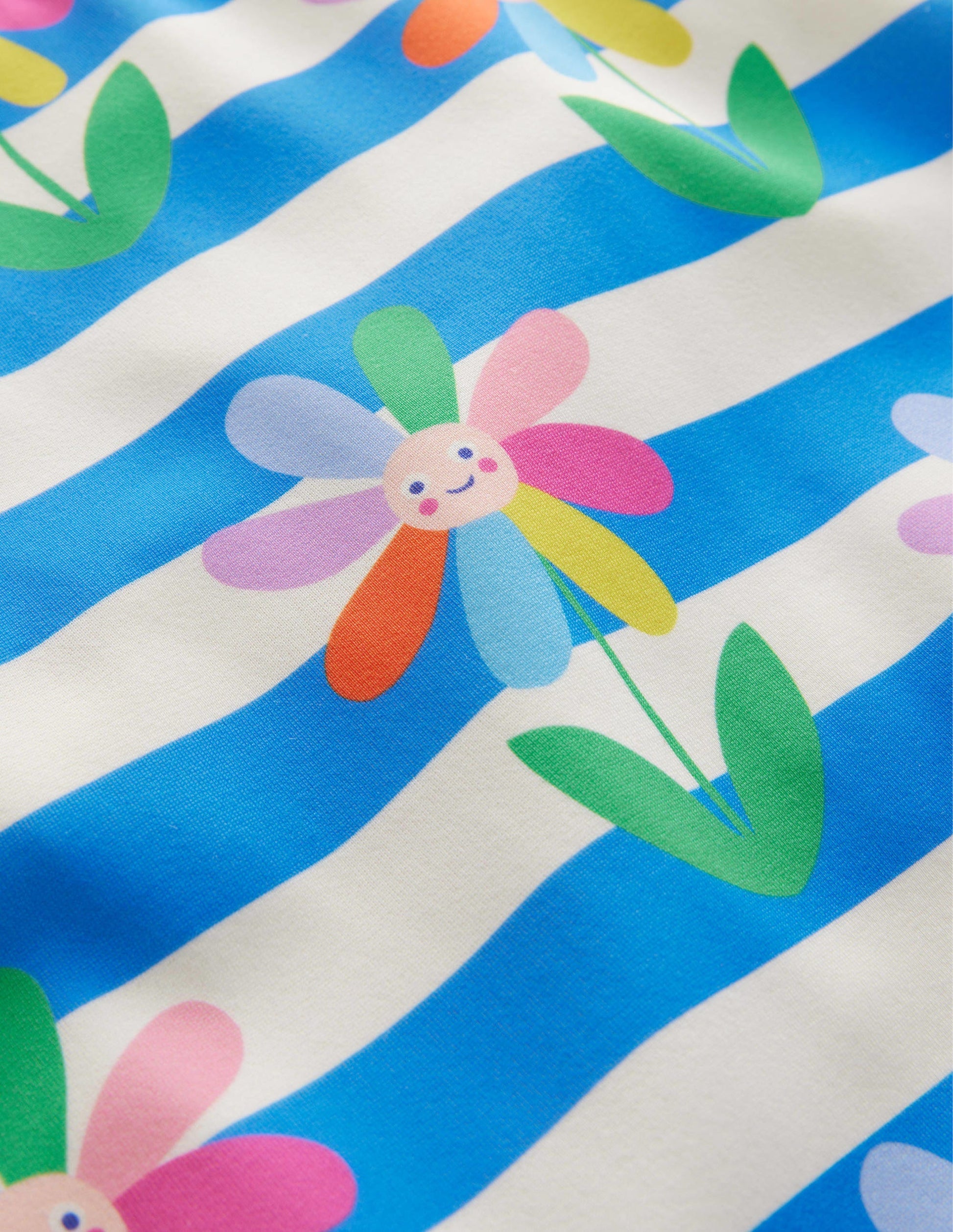 Cross-back Printed Swimsuit-Cabana Blue Daisy Stripe-3
