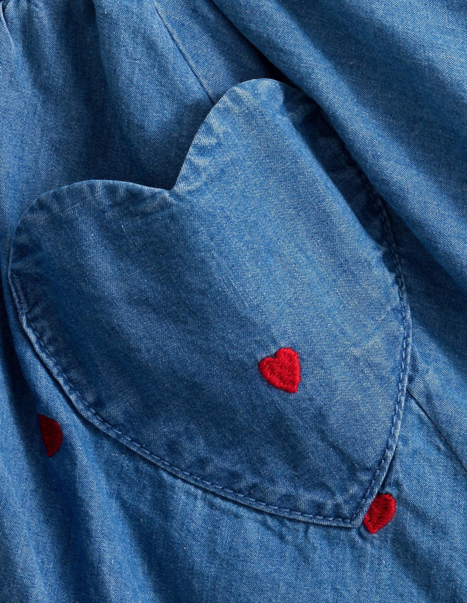 Woven Twirly Skirt-Mid Vintage Denim Hearts-3