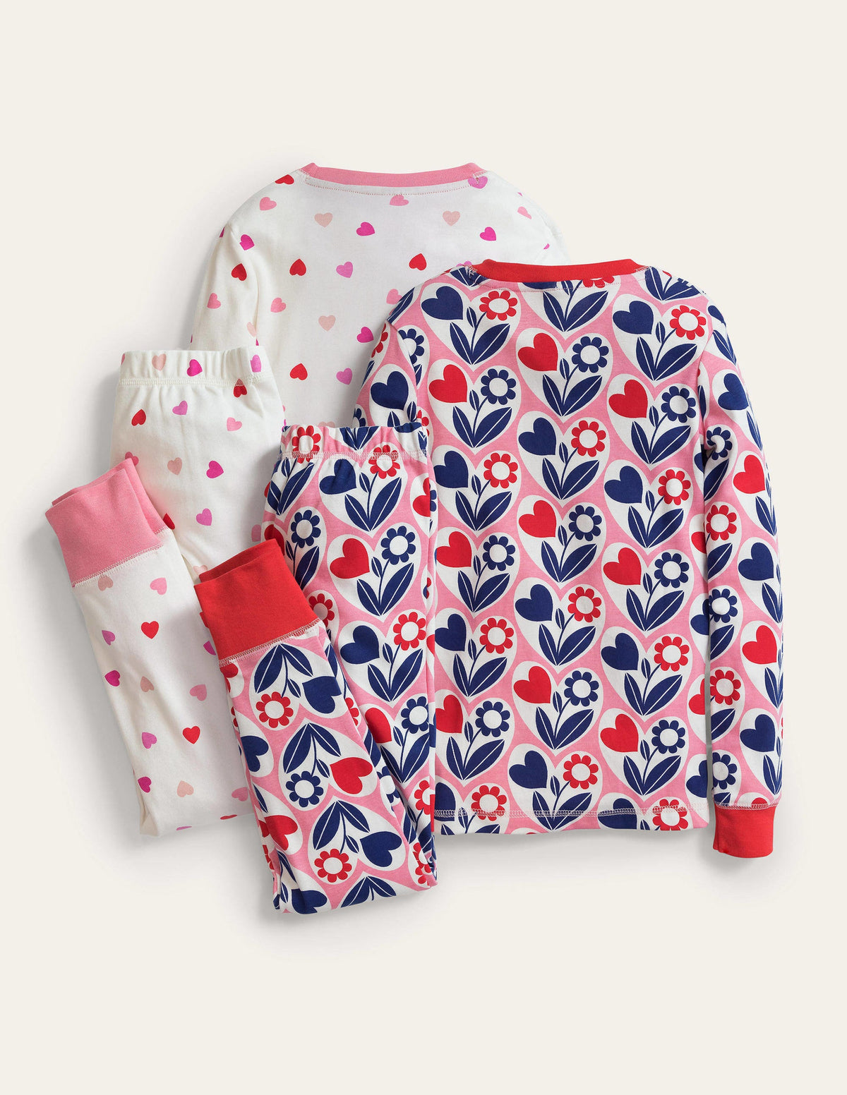Twin Pack Snug Pajamas-Pink/Navy Hearts - Image 2