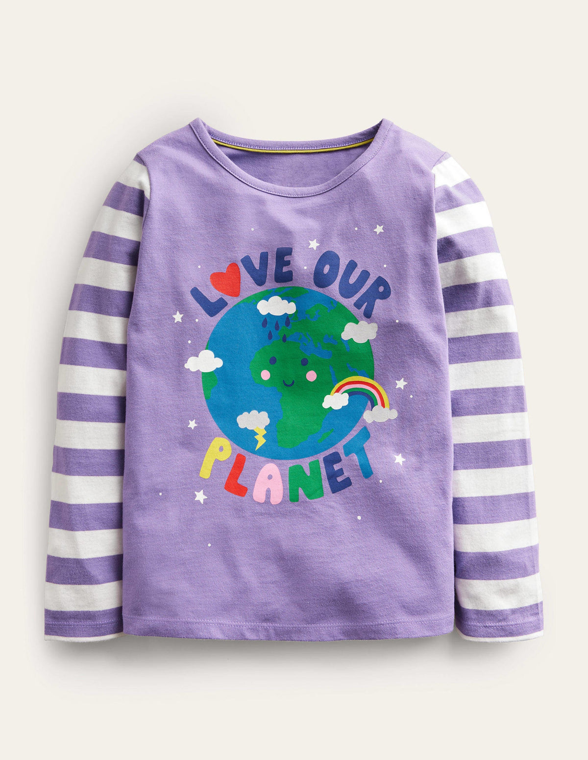 Graphic Rainbow T-shirt-Purple Love Our Planet-1