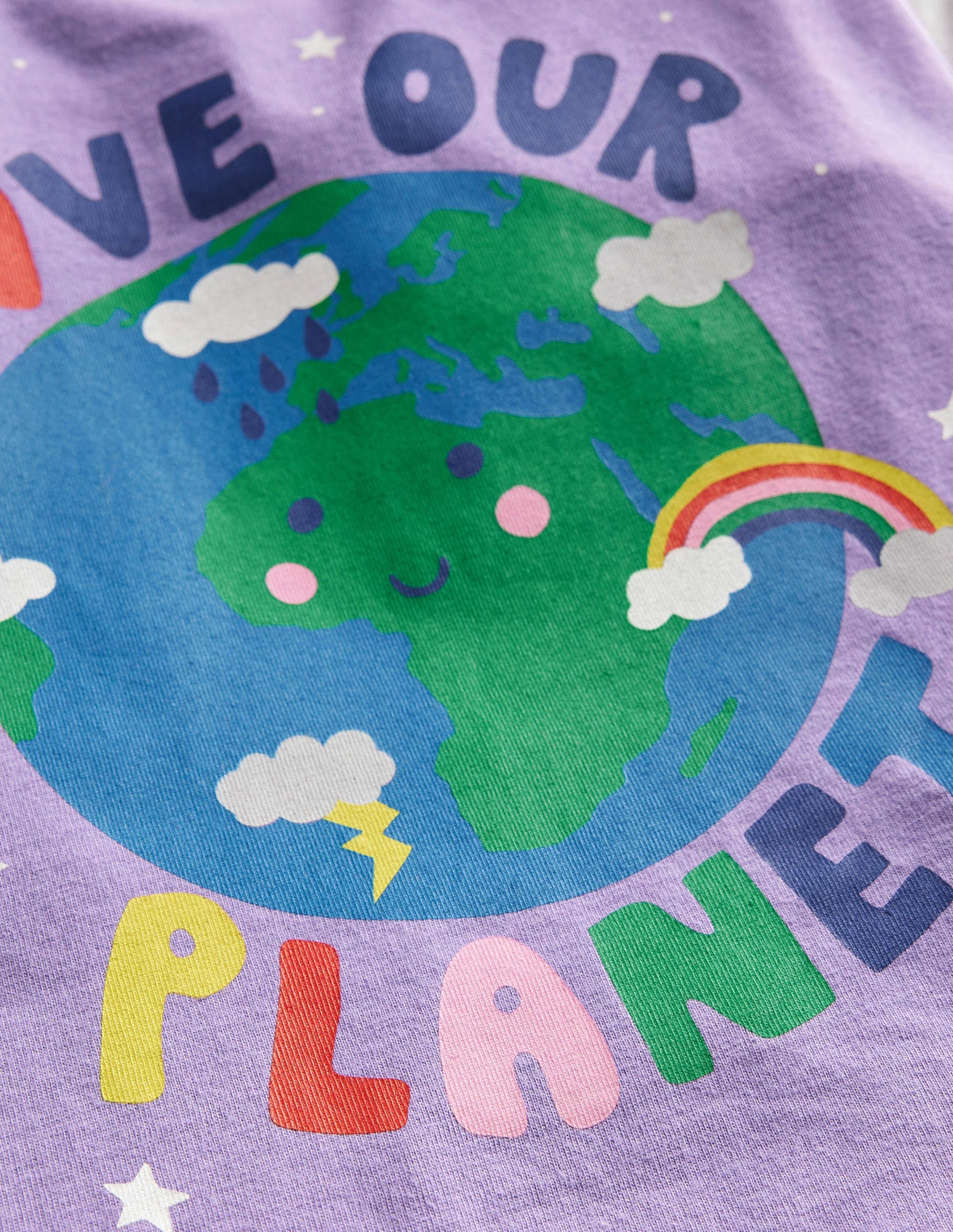 Graphic Rainbow T-shirt-Purple Love Our Planet - Image 3
