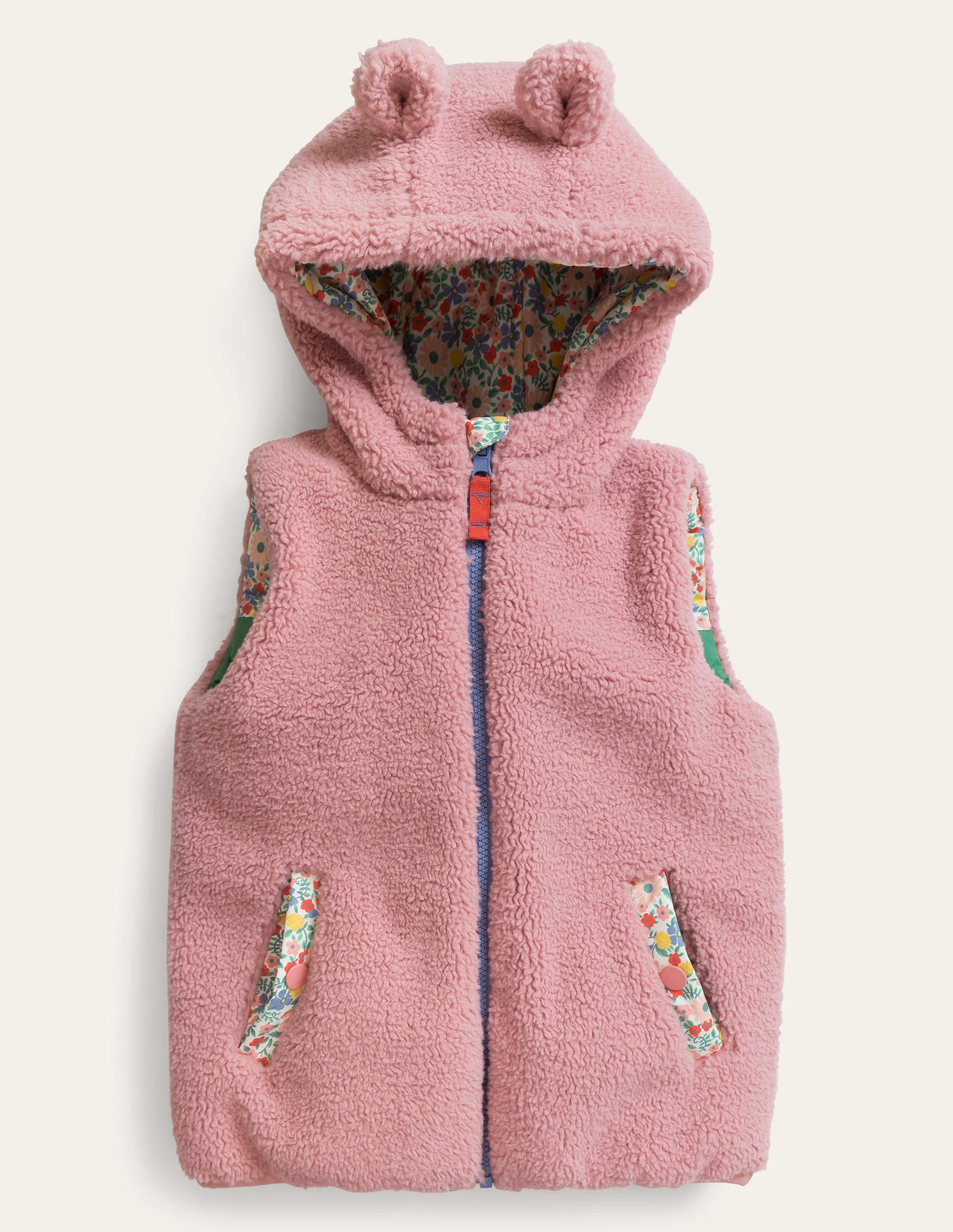 Borg Mix Reversible Gilet-Deep Grass Green Floral - Image 4