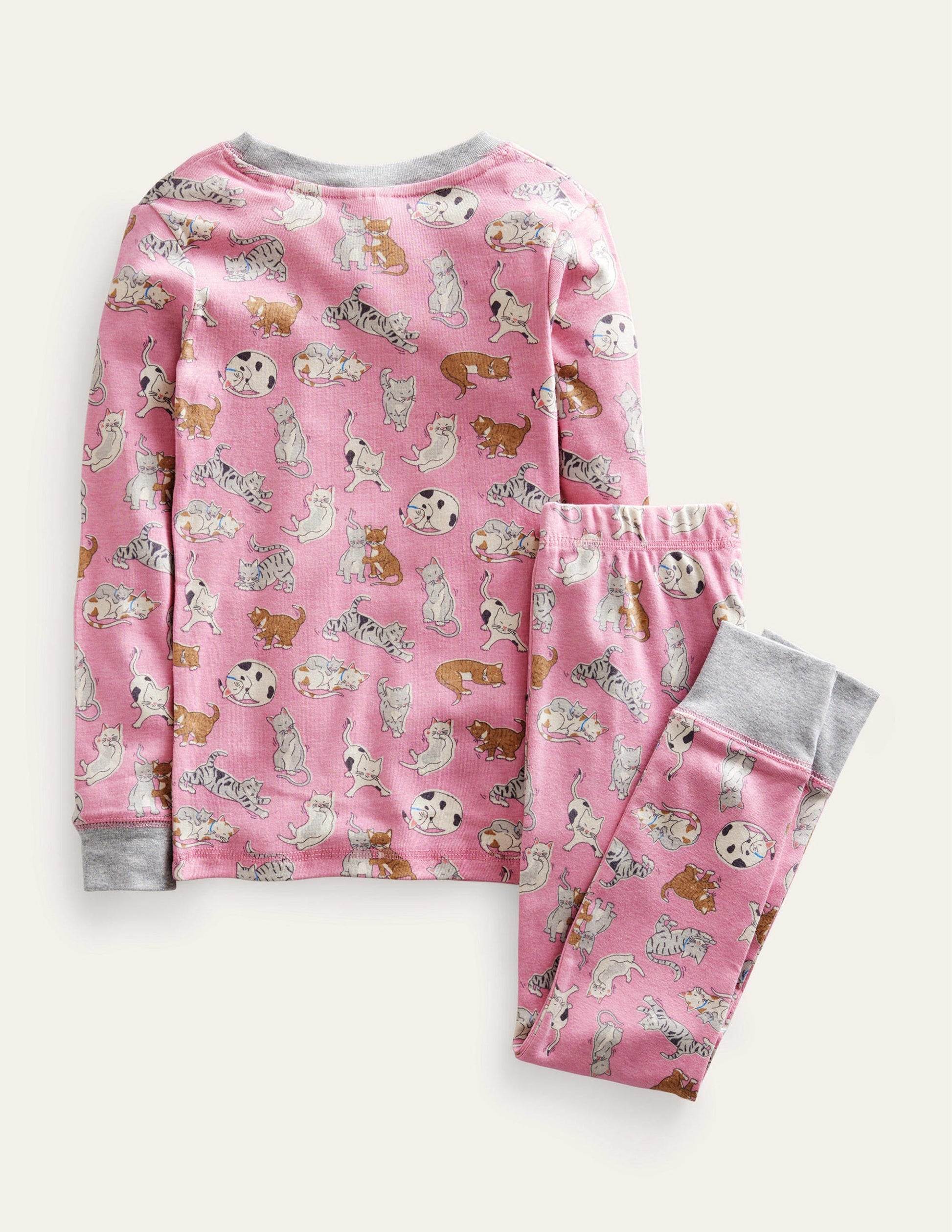 Snug Long John Pajamas-Formica Pink Cats-2