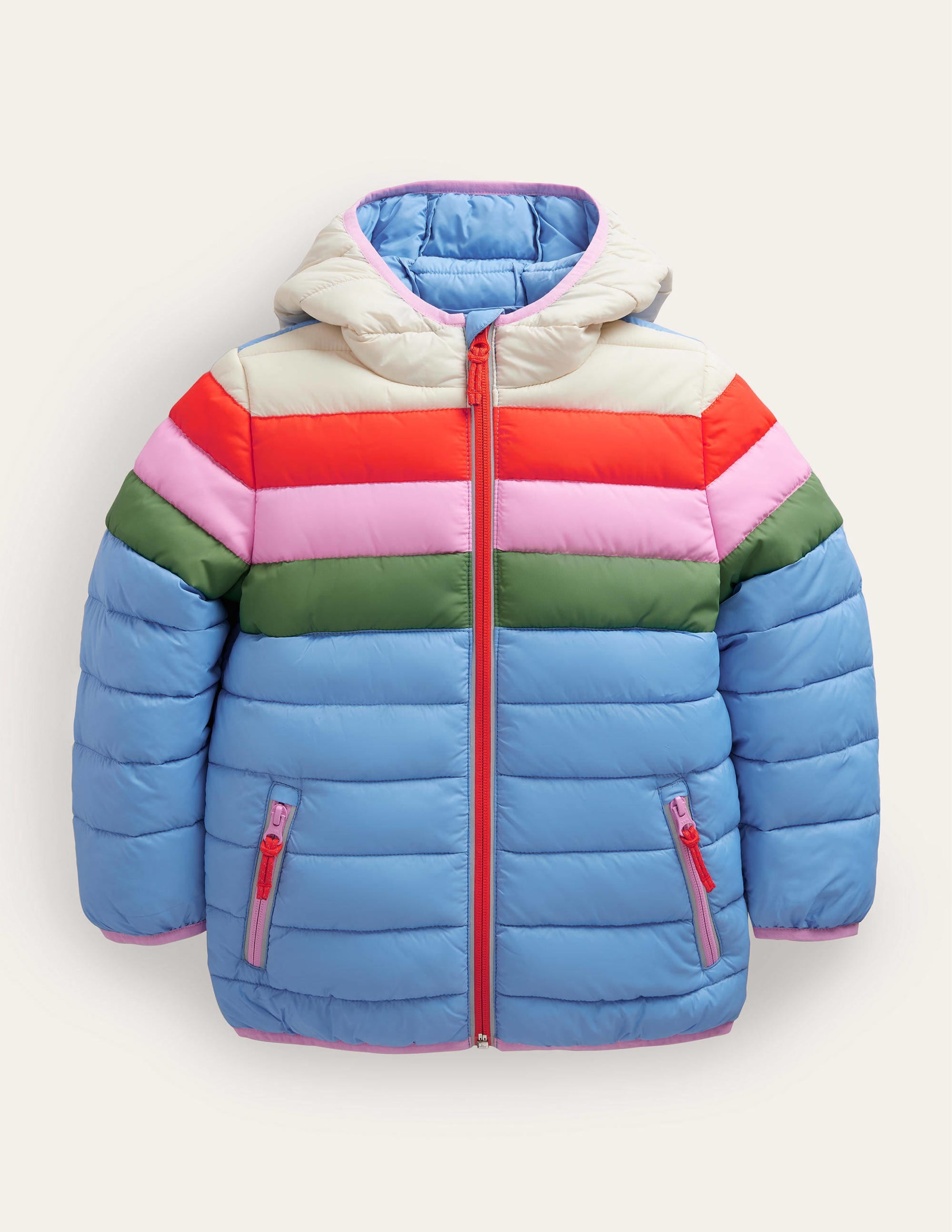 Cosy Pack-away Padded Jacket-Provence Blue Stripe - Image 1