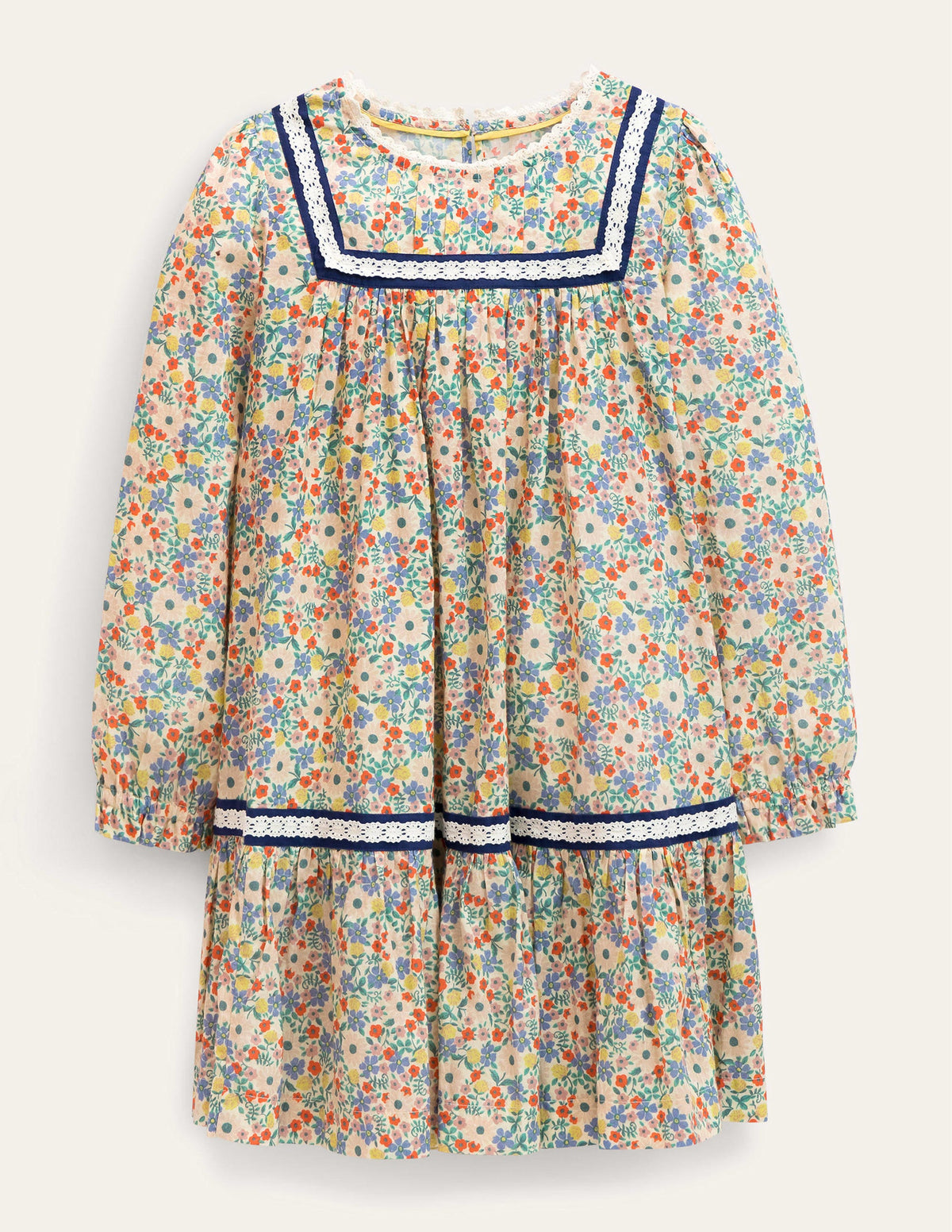 Lace Trim Woven Dress-Vanilla Pod Floral - Image 1
