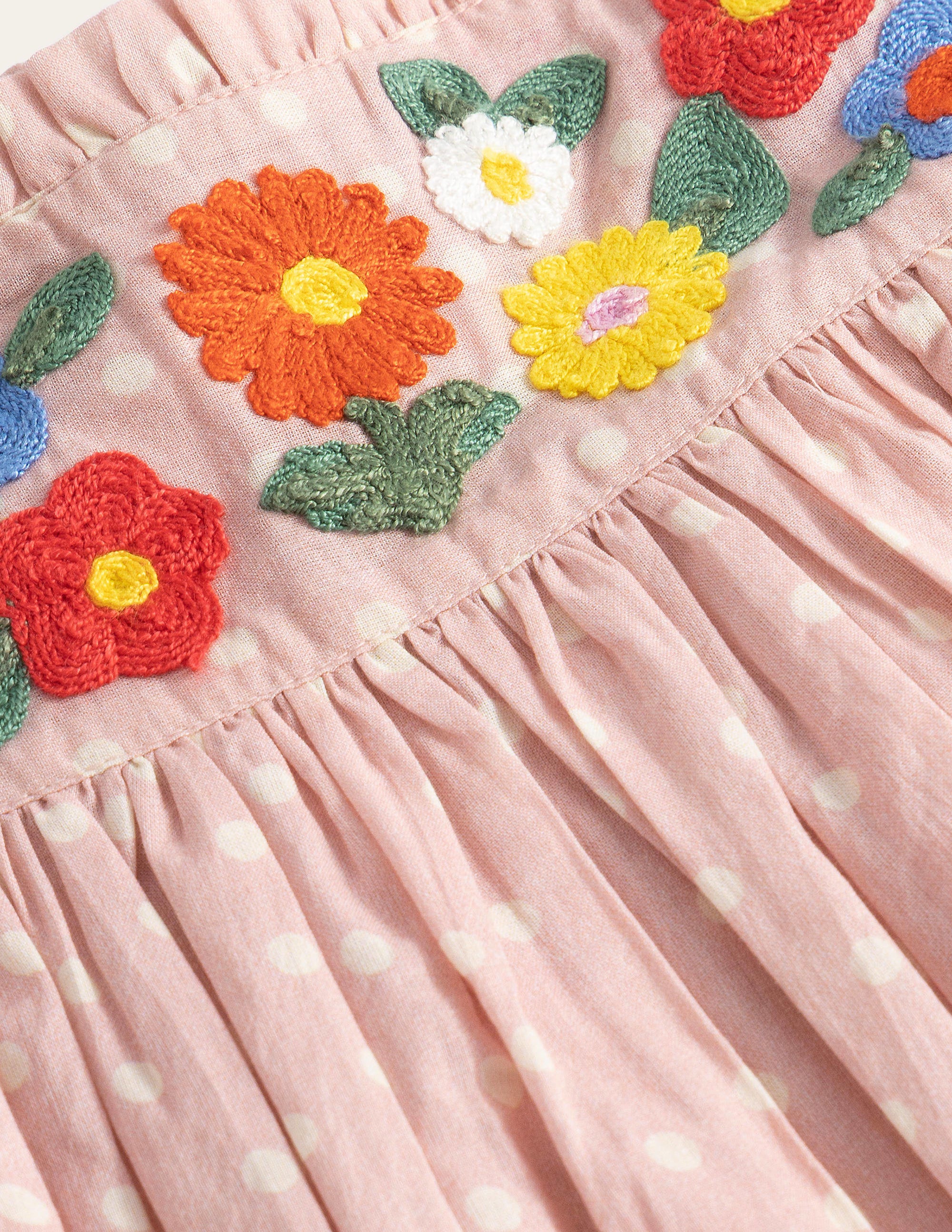 Embroidered Woven Dress-Boto Pink Spot Floral - Image 3
