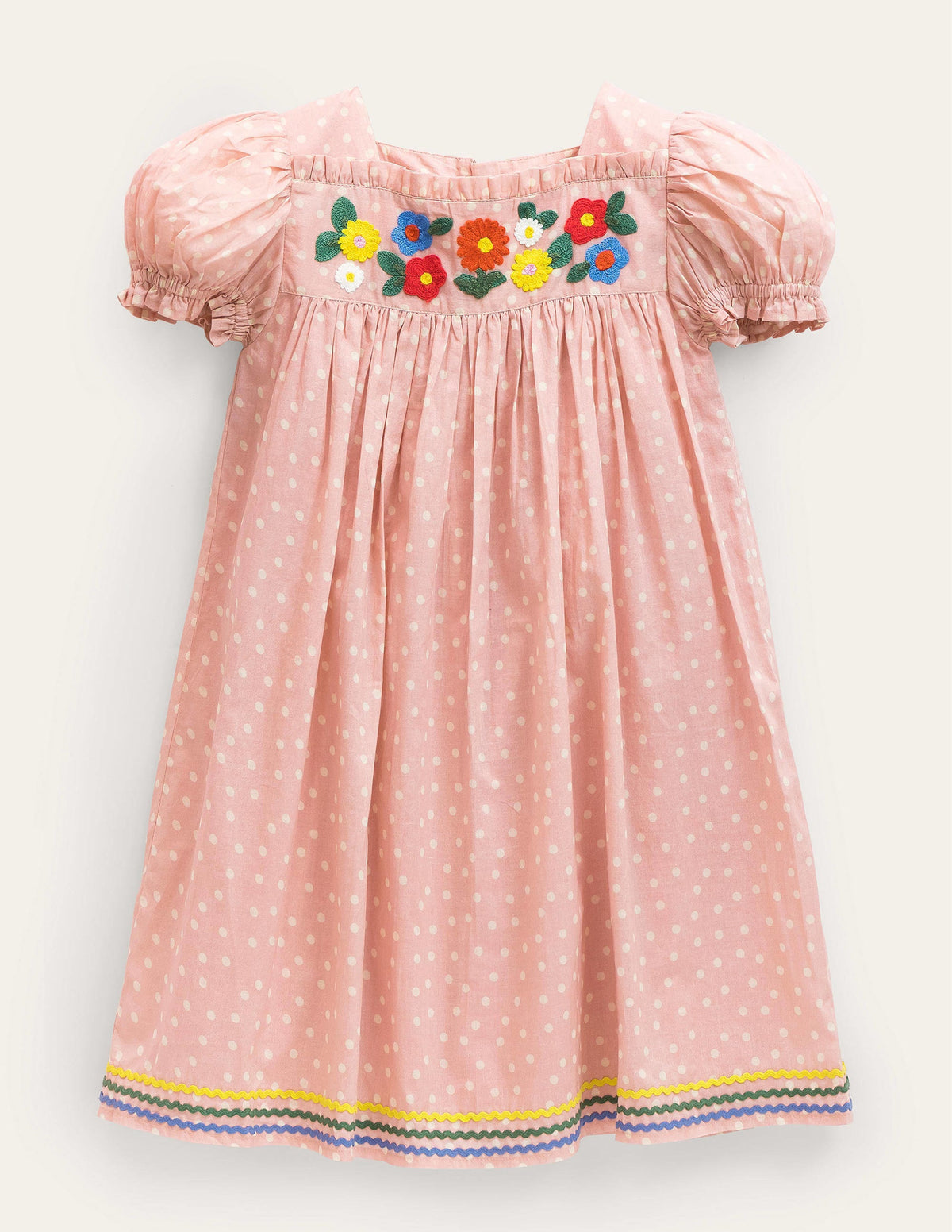 Embroidered Woven Dress-Boto Pink Spot Floral-1