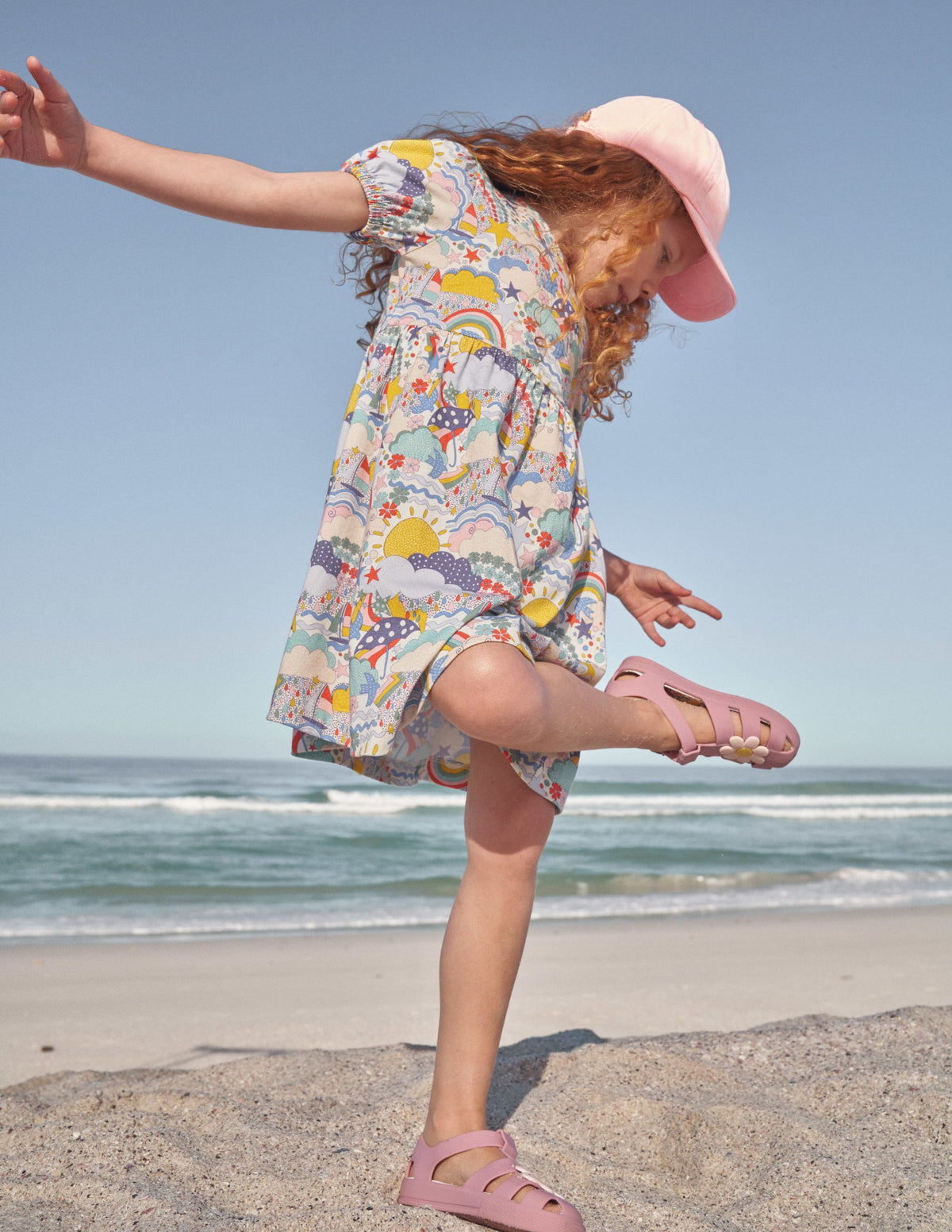 Puff Sleeve Jersey Dress-Multi Weather-4