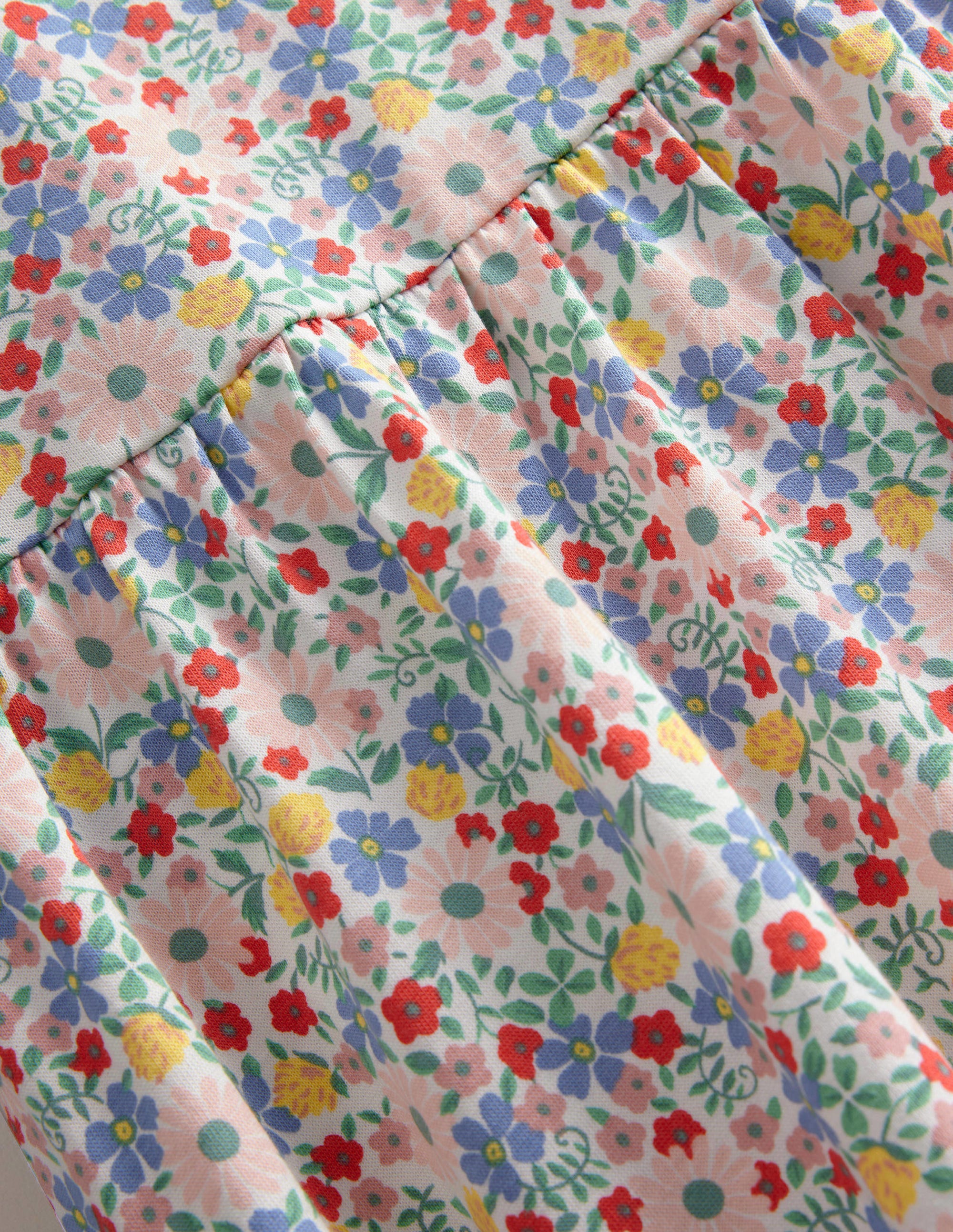 Puff Sleeve Jersey Dress-Pink Floral - Image 3