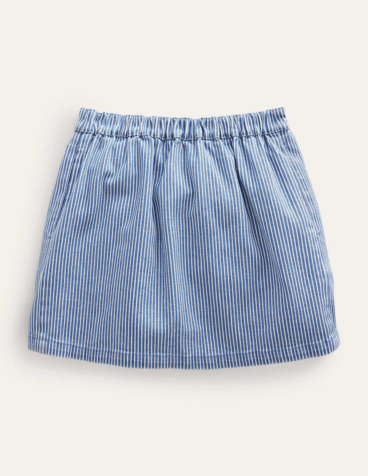 Denim Button Through Skirt-Indigo Ticking-2