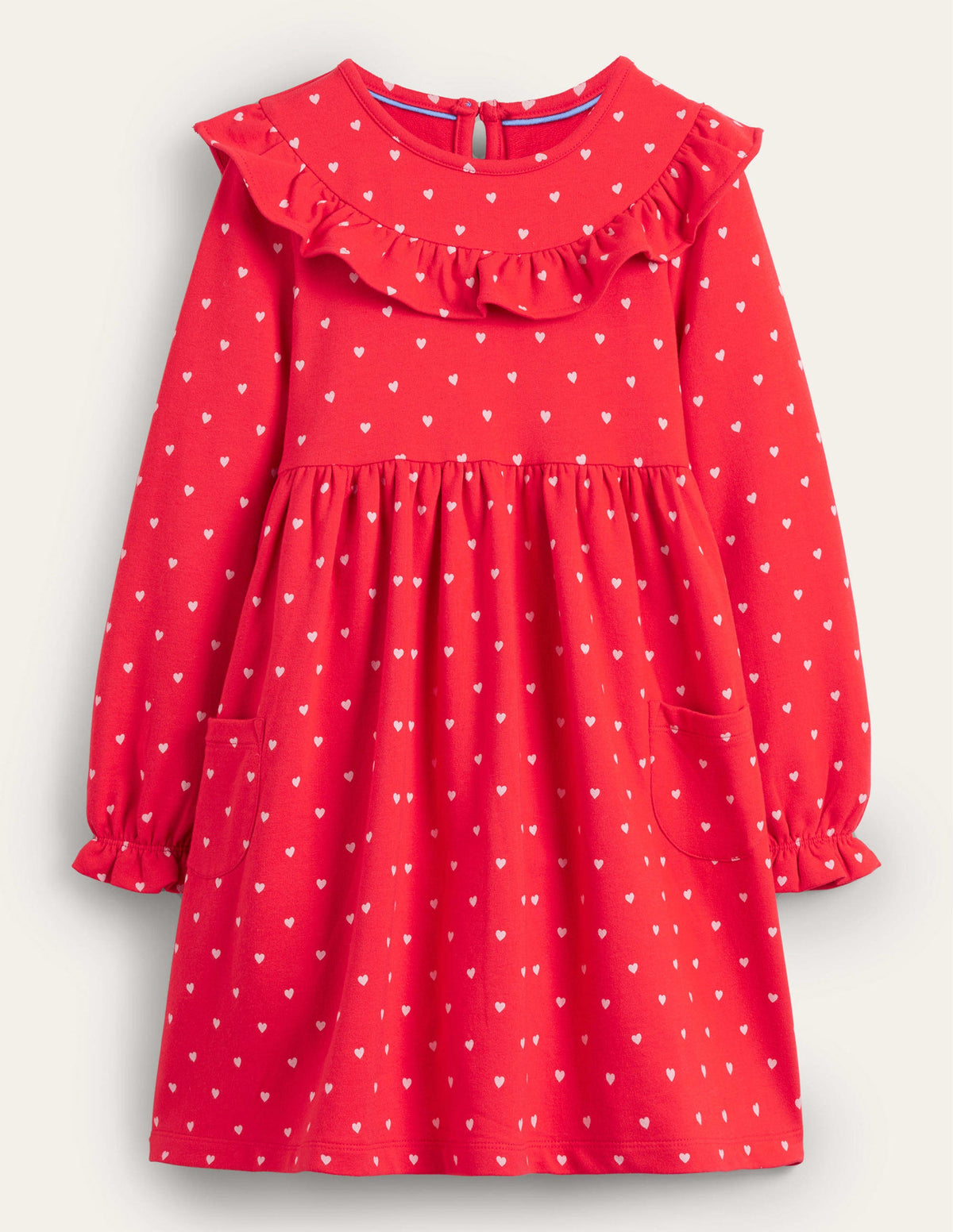 Jersey Yoke Dress-Strawberry Tart Tiny Hearts-1