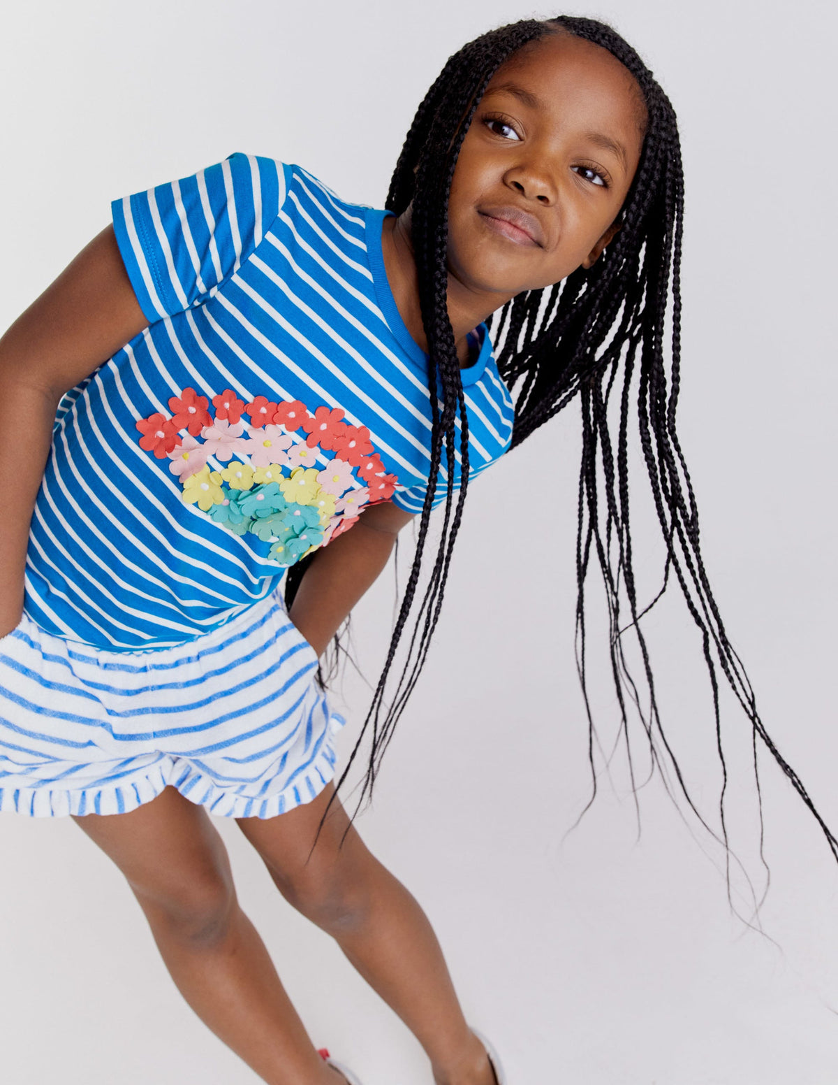 Flutter T-Shirt-Bright Marina/Ivory - Image 4