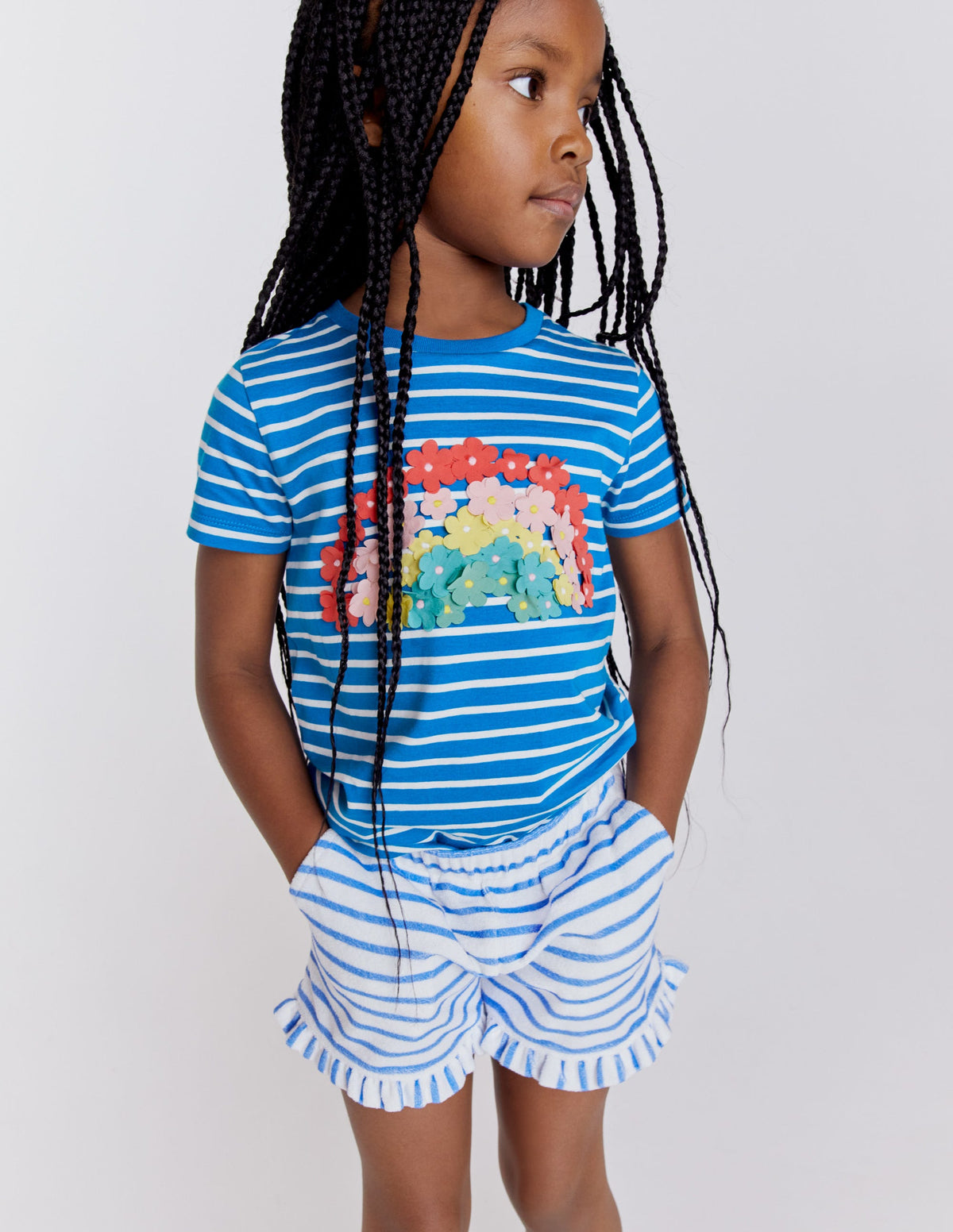 Flutter T-Shirt-Bright Marina/Ivory - Image 7