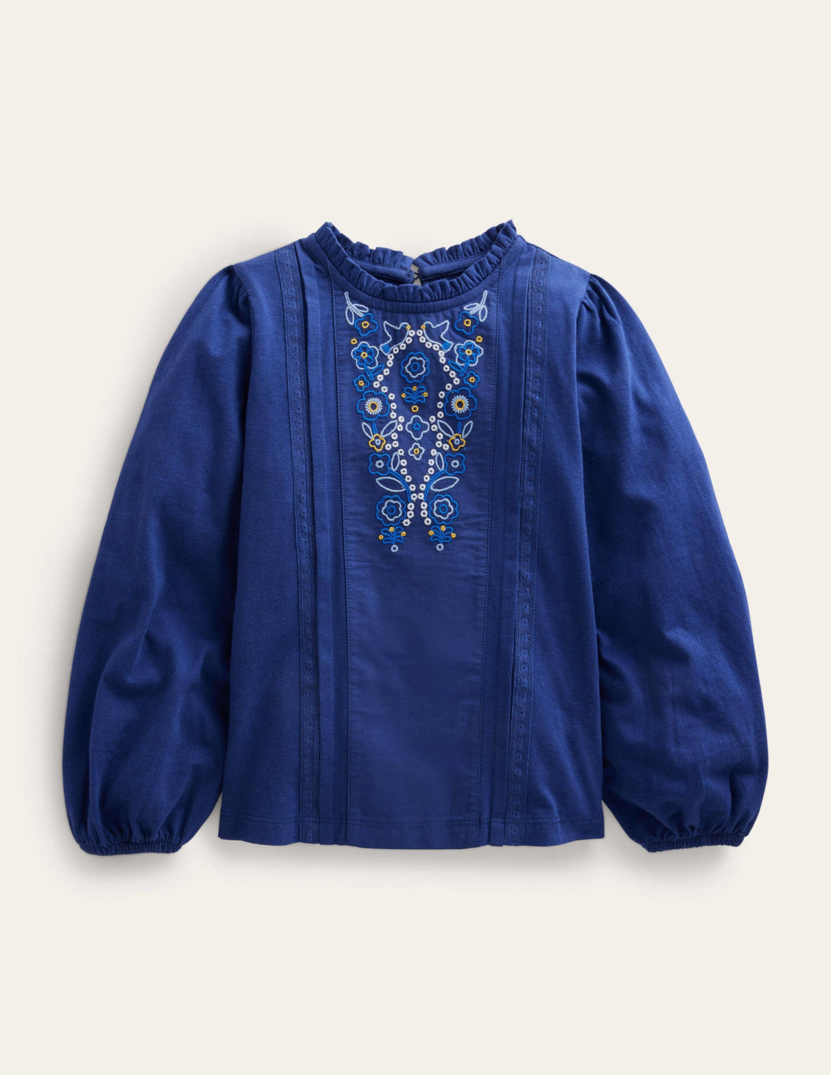 Lace Mix Jersey Top-Starboard Blue-1
