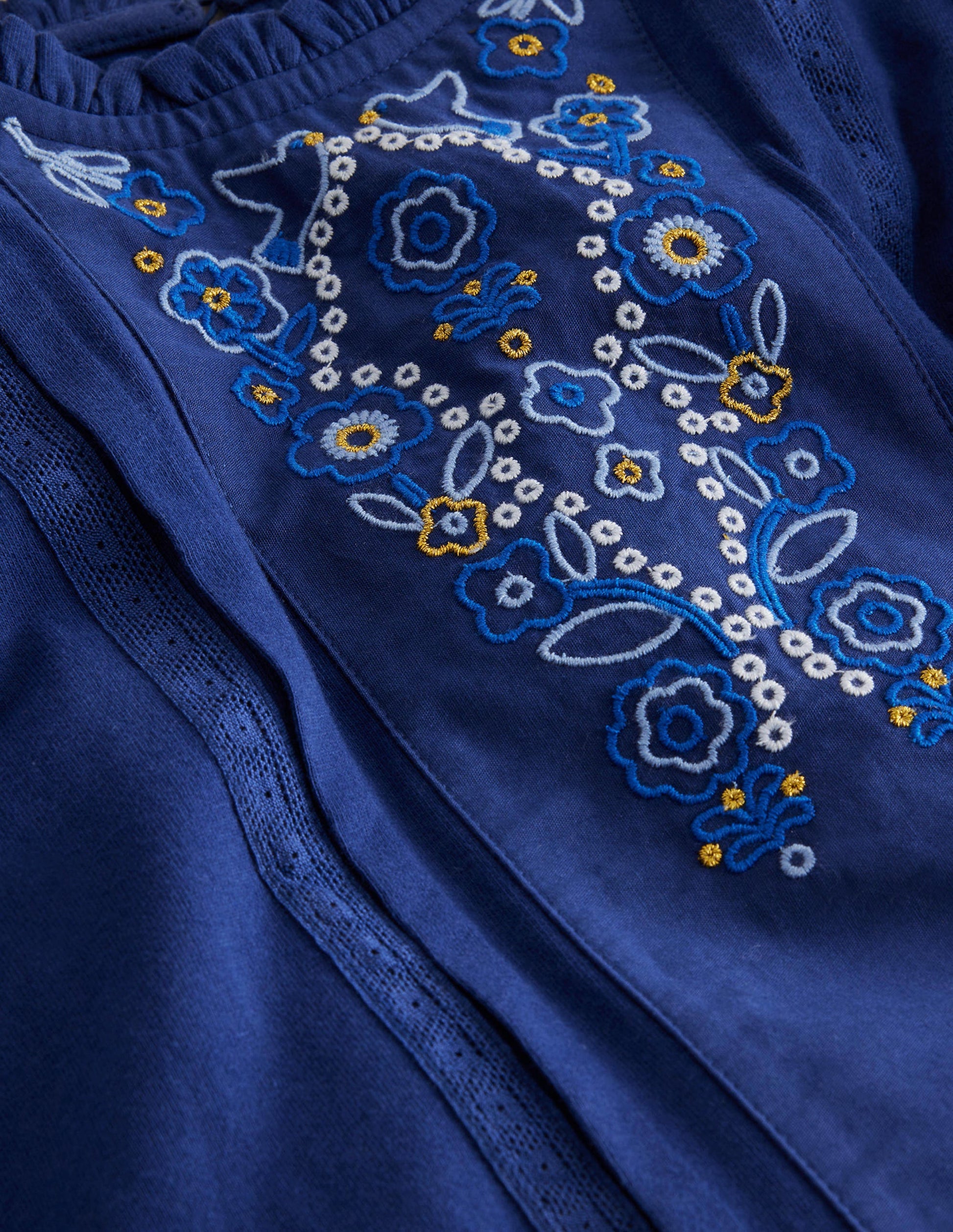 Lace Mix Jersey Top-Starboard Blue-3