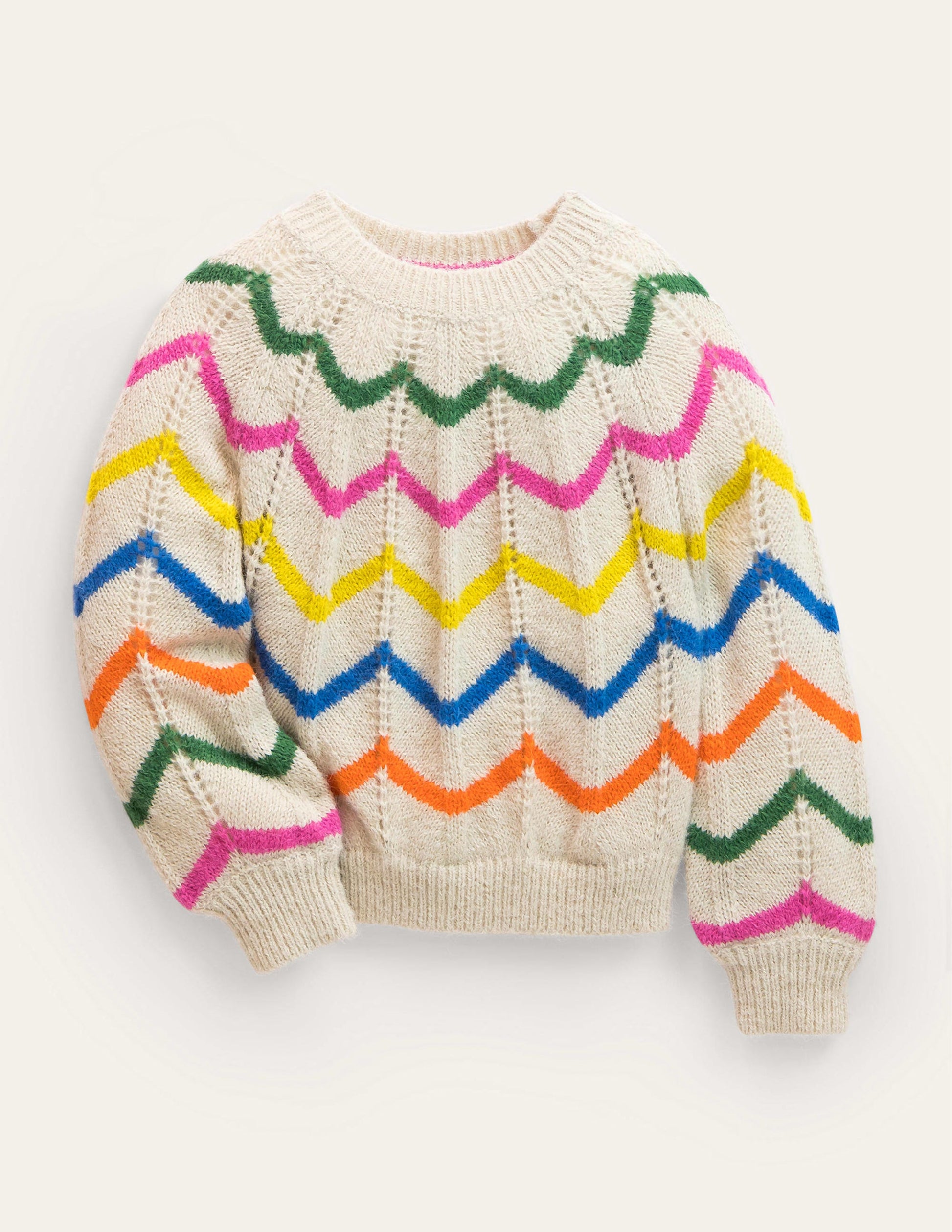 Fun Sweater-Ecru Marl Scallop Stripe-1