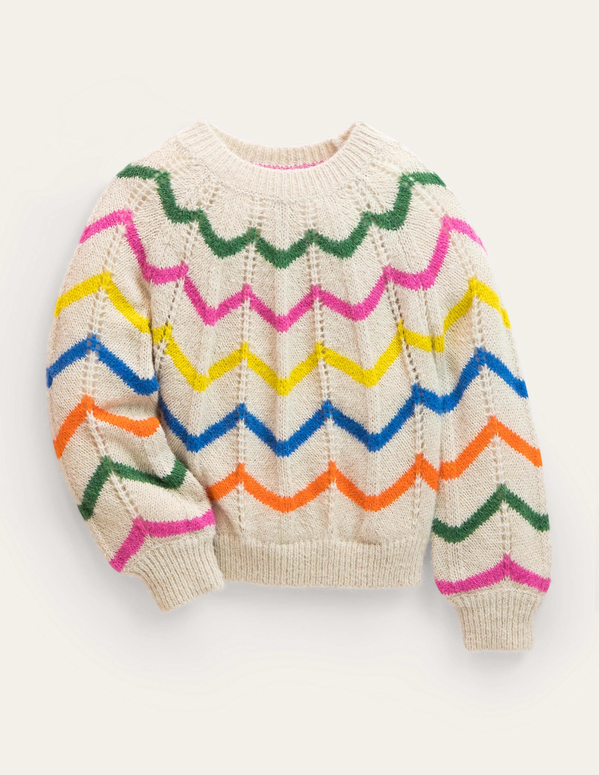 Fun Sweater-Ecru Marl Scallop Stripe - Image 1