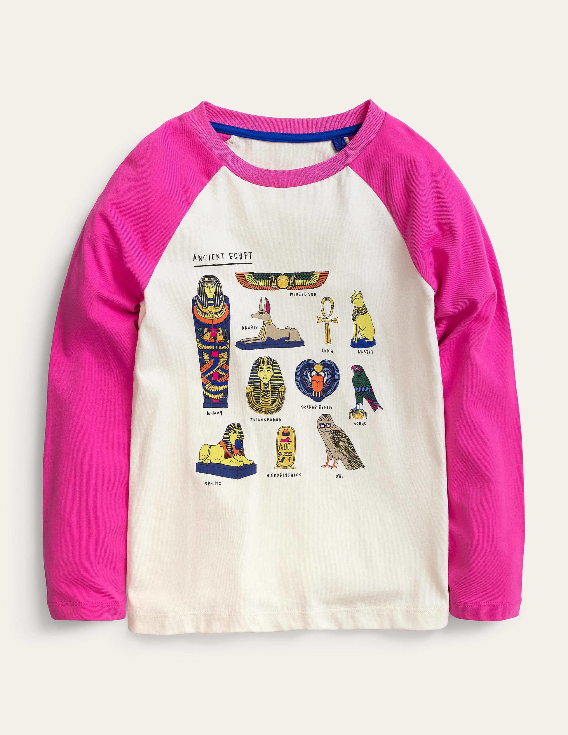 Printed Raglan Top-Tickled Pink Ancient Egypt-1