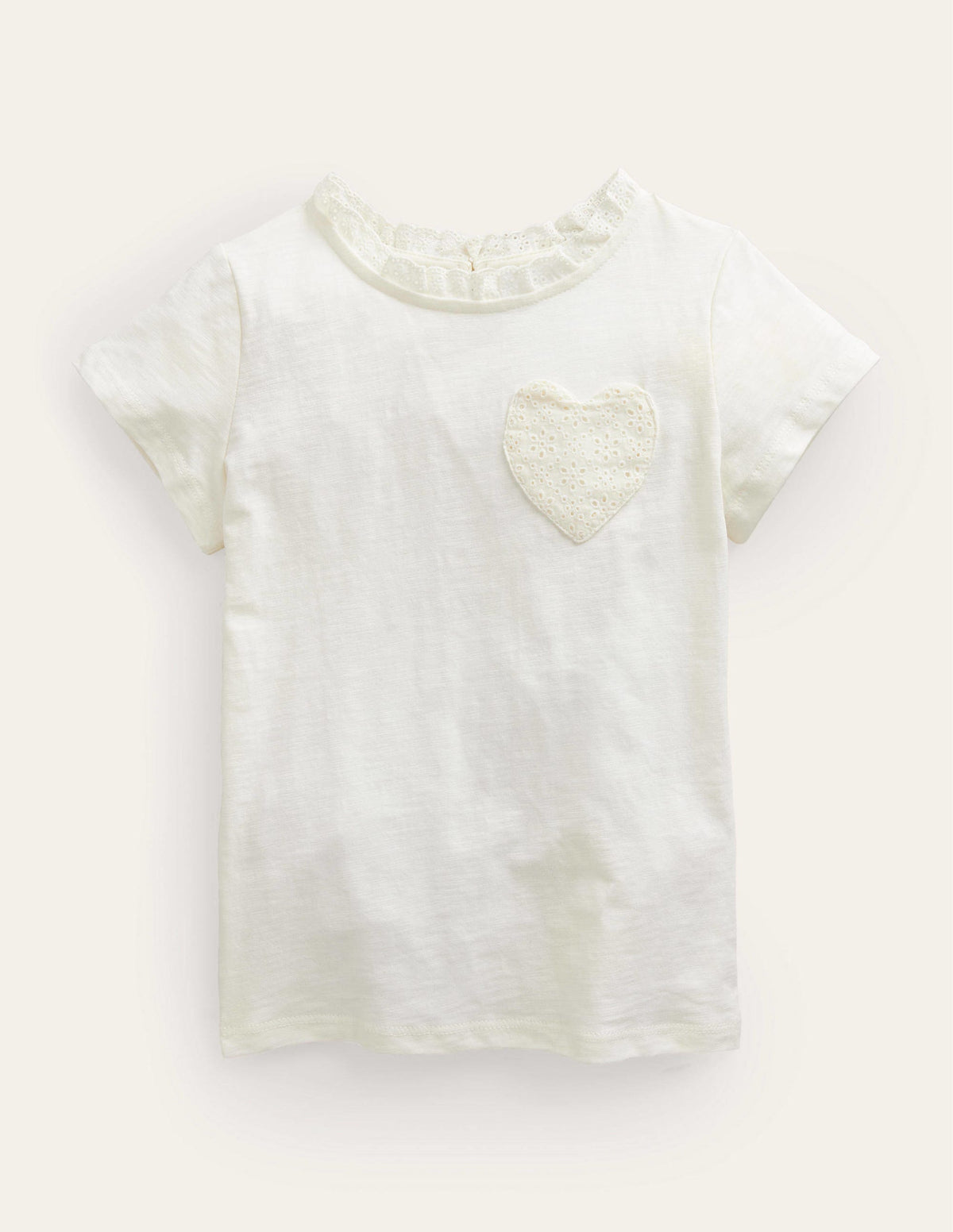 Broderie Pocket T-shirt-Ivory - Image 1